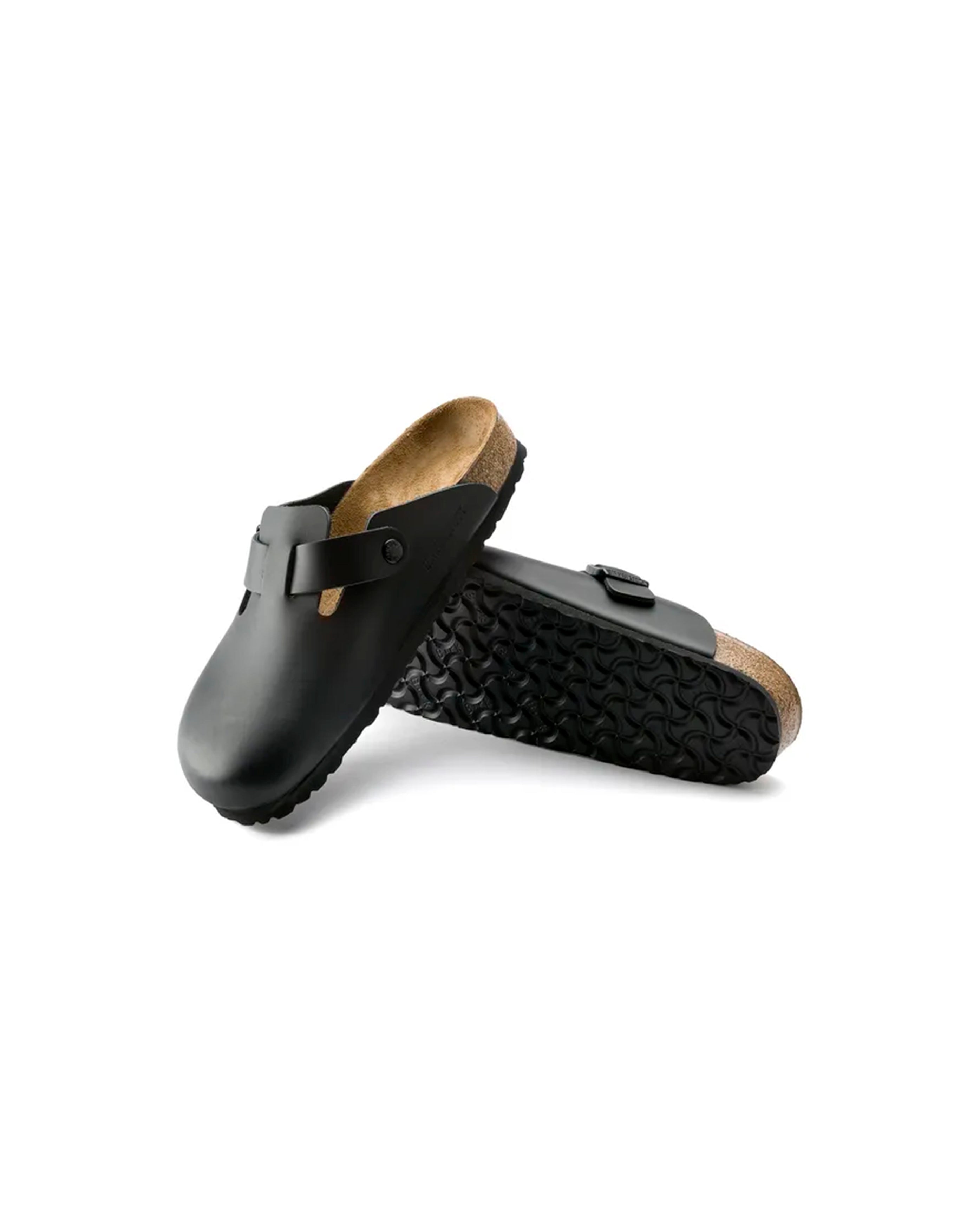 Birkenstock-Boston Natural Leather Black Narrow-Starcowparis