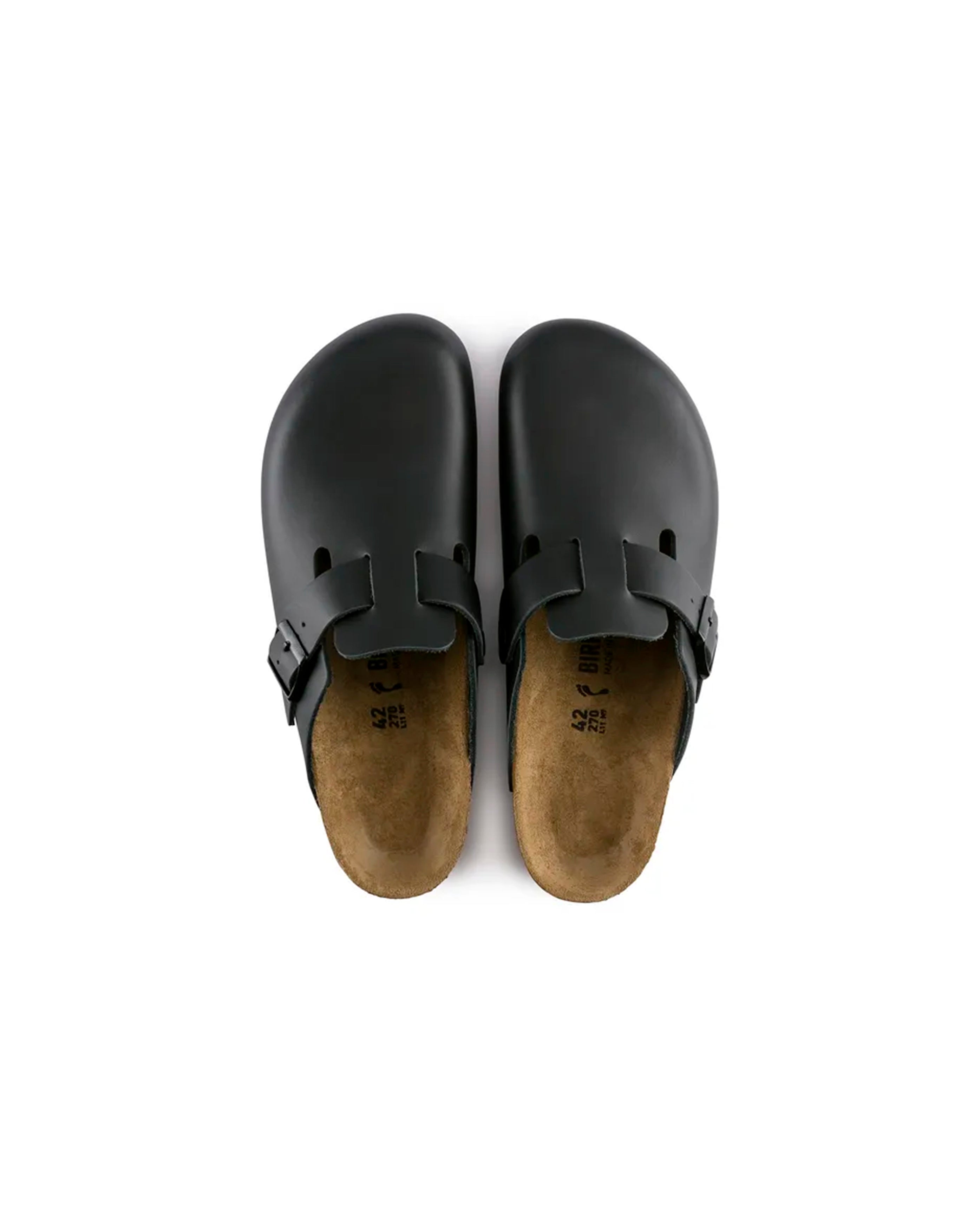 Birkenstock-Boston Natural Leather Black Narrow-Starcowparis