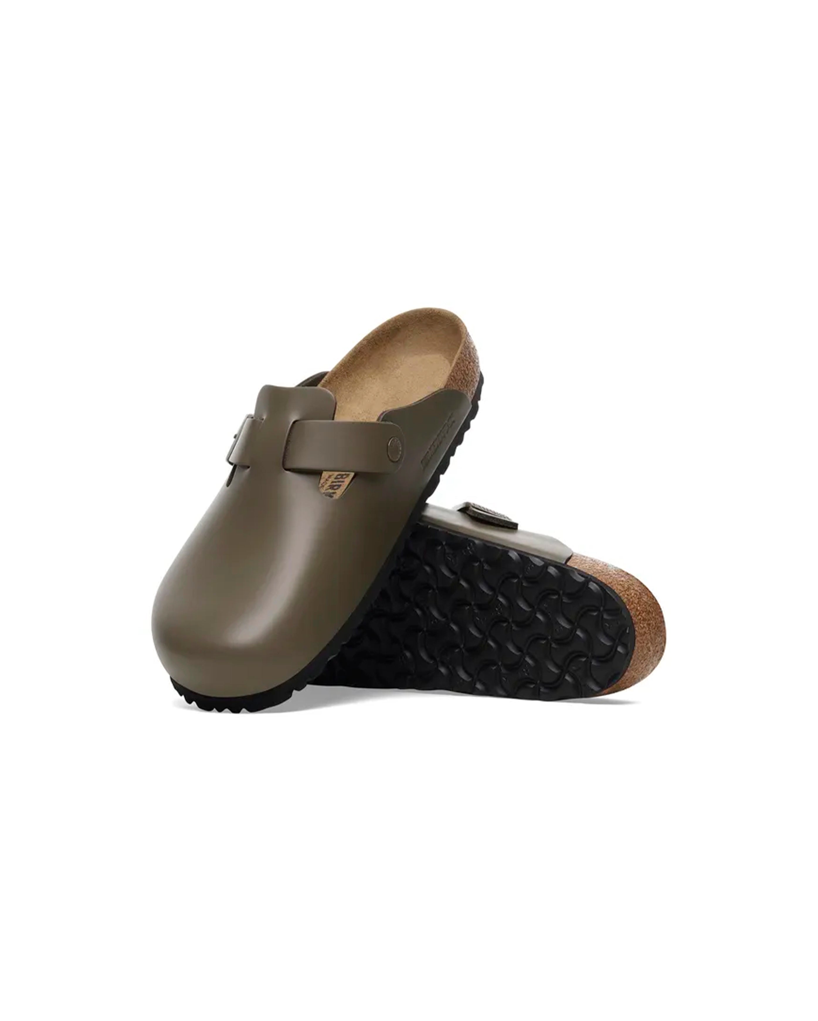 Birkenstock-Boston Natural Leather Concrete Gray-Starcowparis