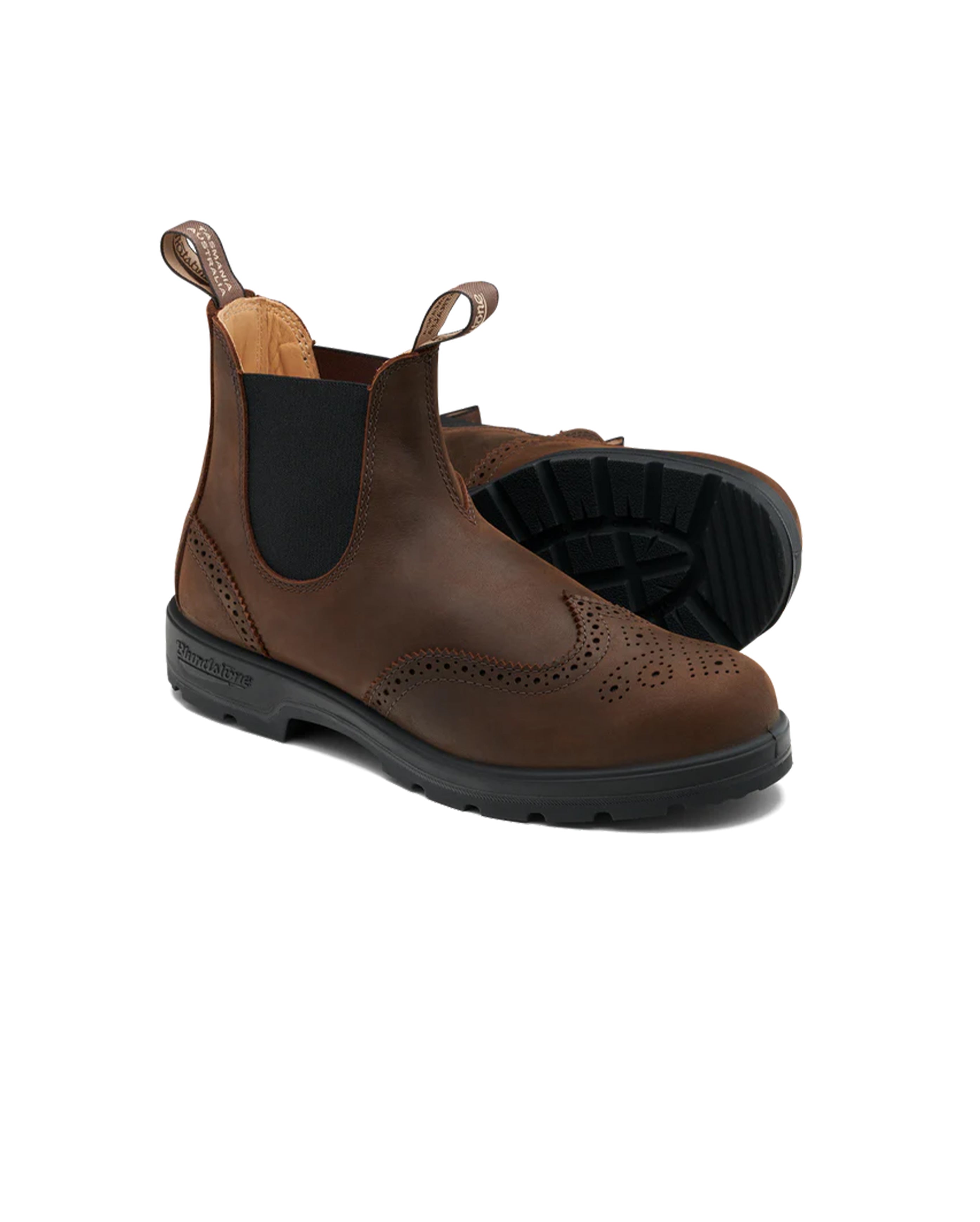 W Classic Chelsea Boots #2444 Antique Brown Brogue - Starcowparis - 2
