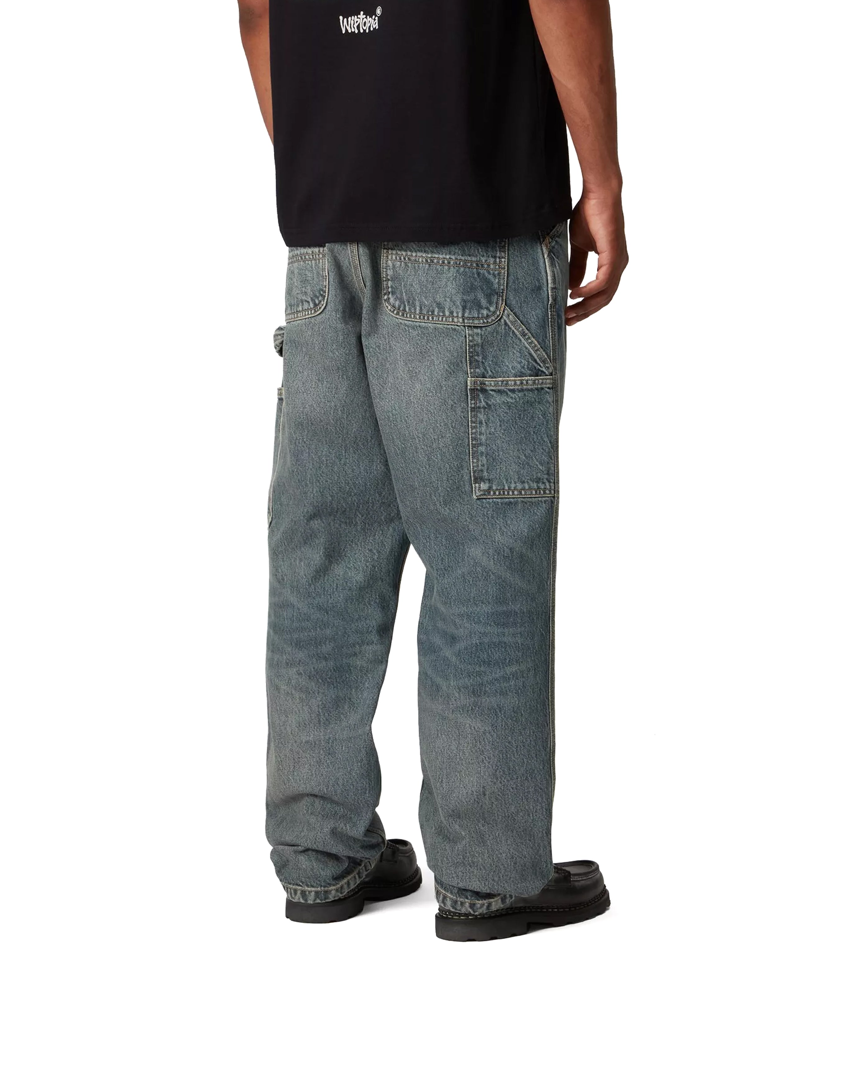 Single Knee Pant Blue Worn Used Wash - Starcowparis - 3