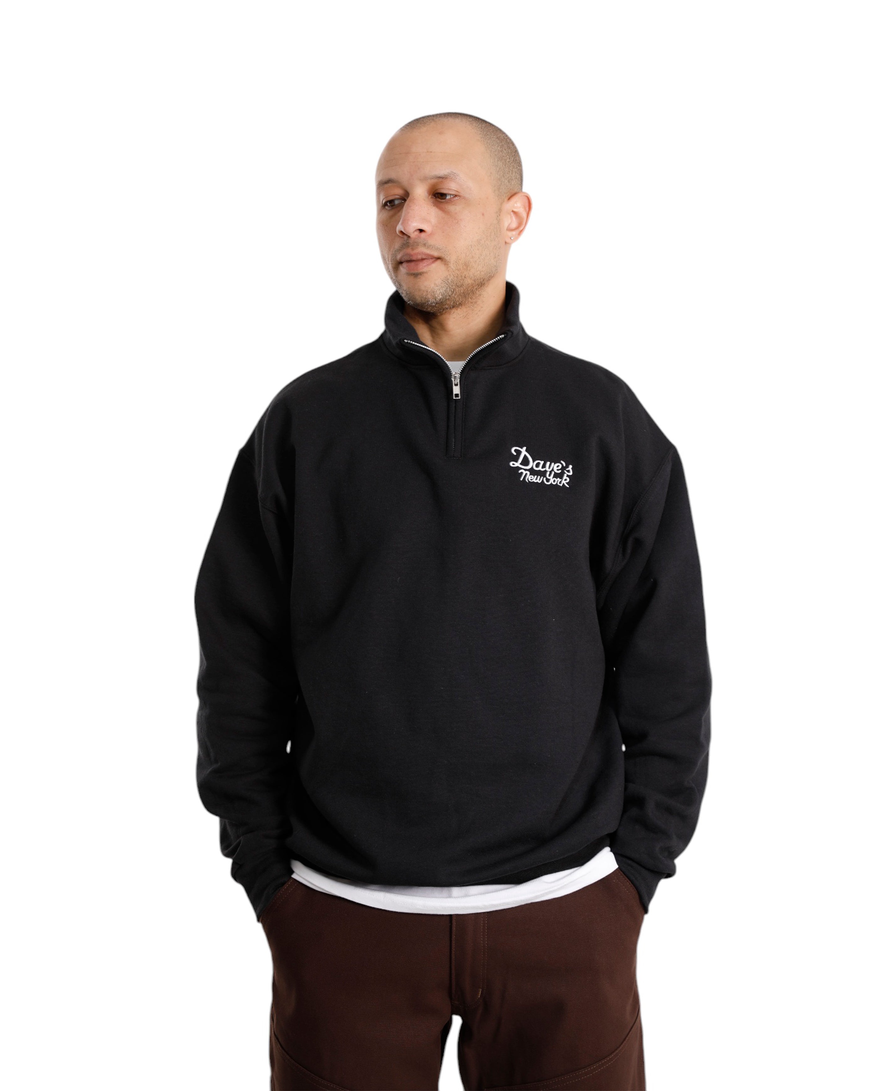 Sweatshirt mit halbem Reißverschluss und Vintage-Logo in Schwarz - Starcowparis - 1
