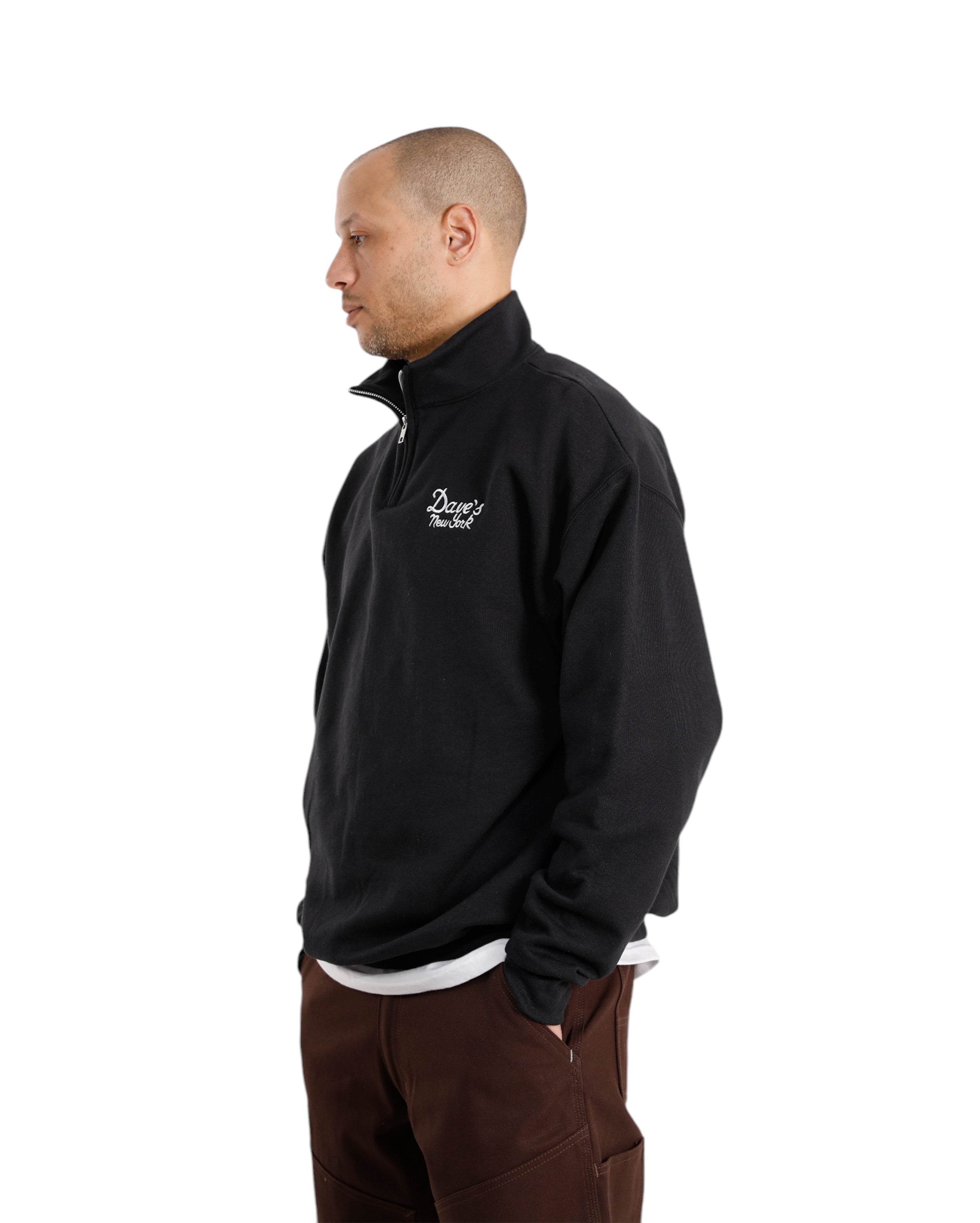 Sweatshirt mit halbem Reißverschluss und Vintage-Logo in Schwarz - Starcowparis - 2