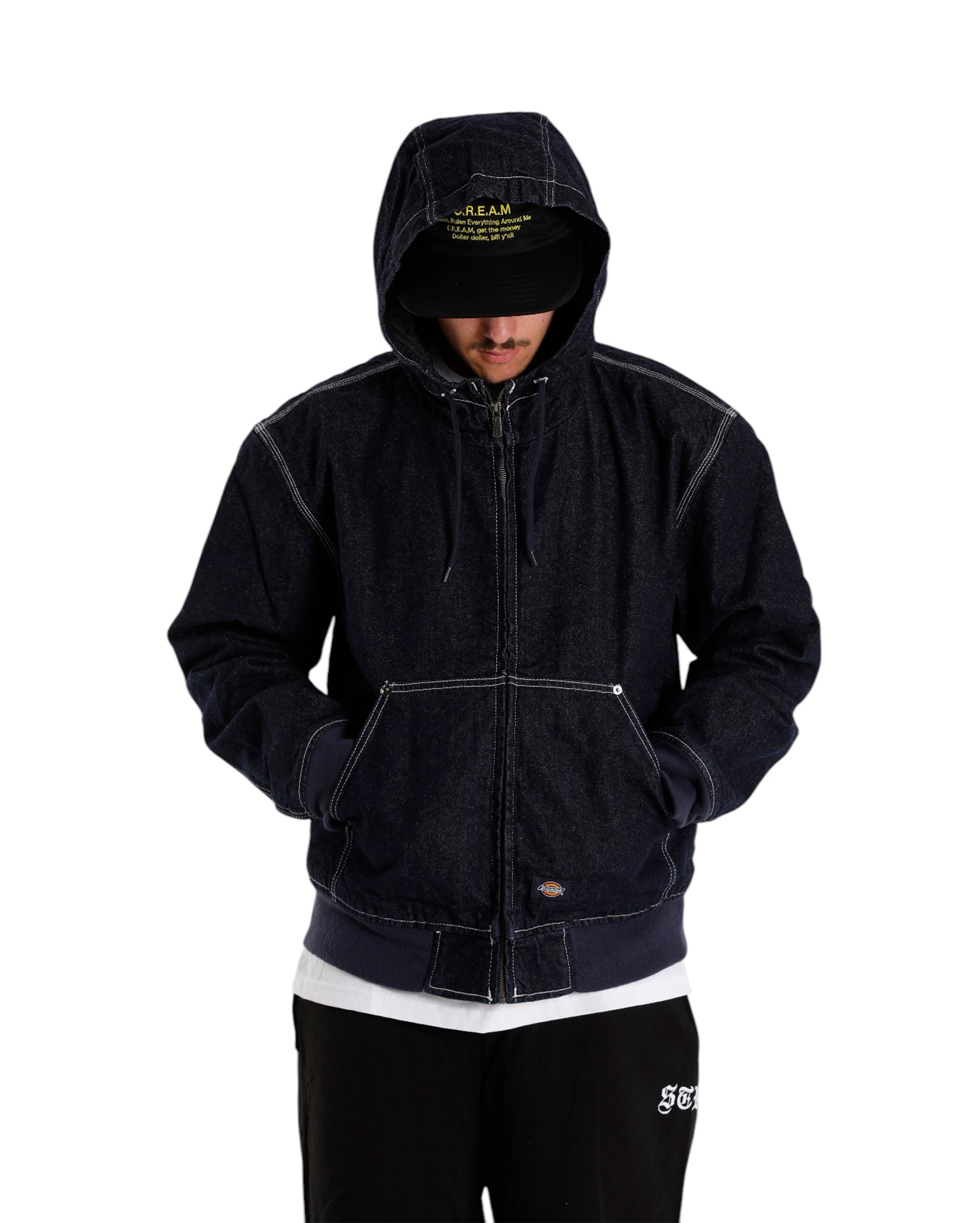 Dickies-Hooded Denim Jacket Rinsed Navy-Starcowparis - Starcowparis - 1
