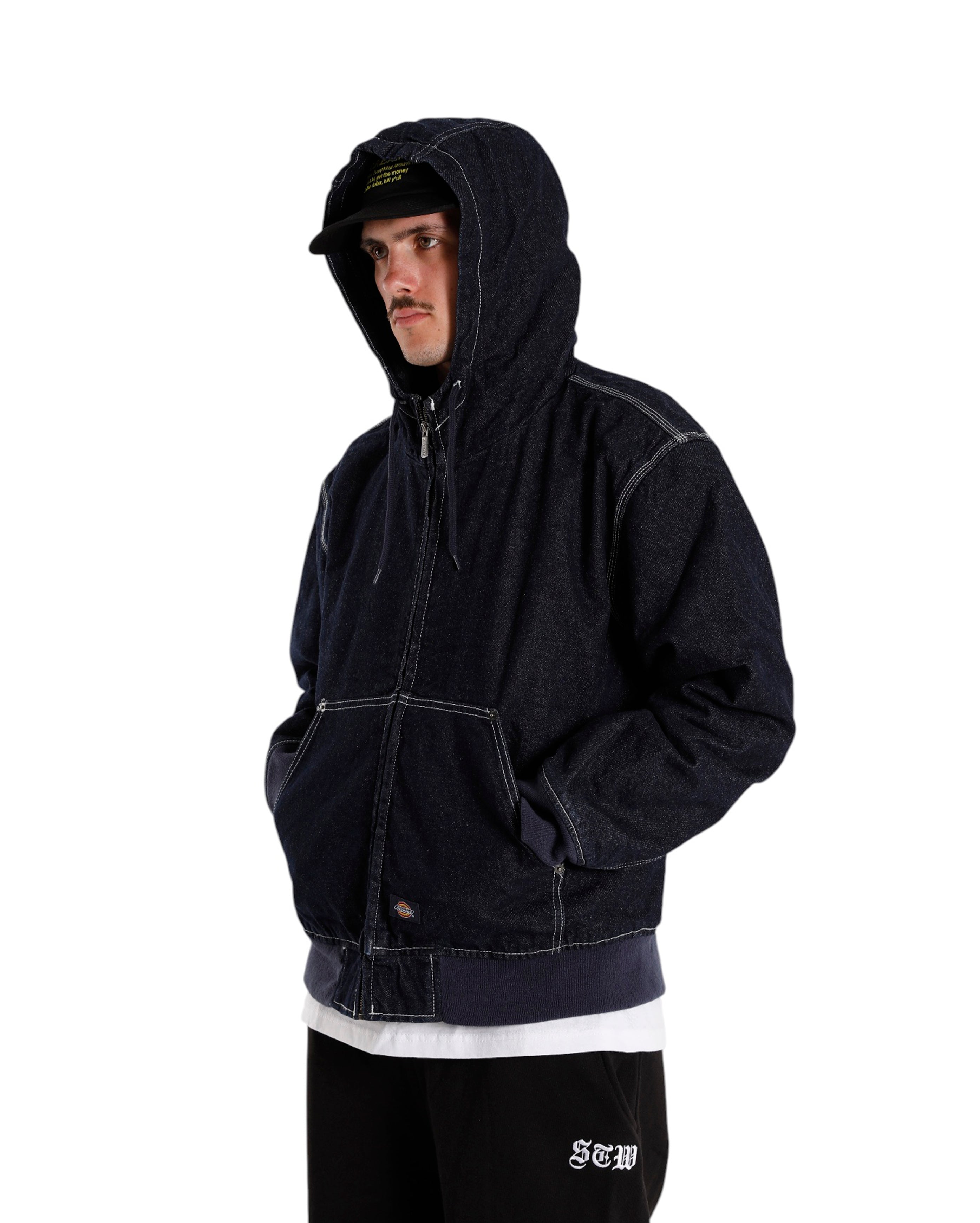 Dickies-Hooded Denim Jacket Rinsed Navy-Starcowparis - Starcowparis - 2