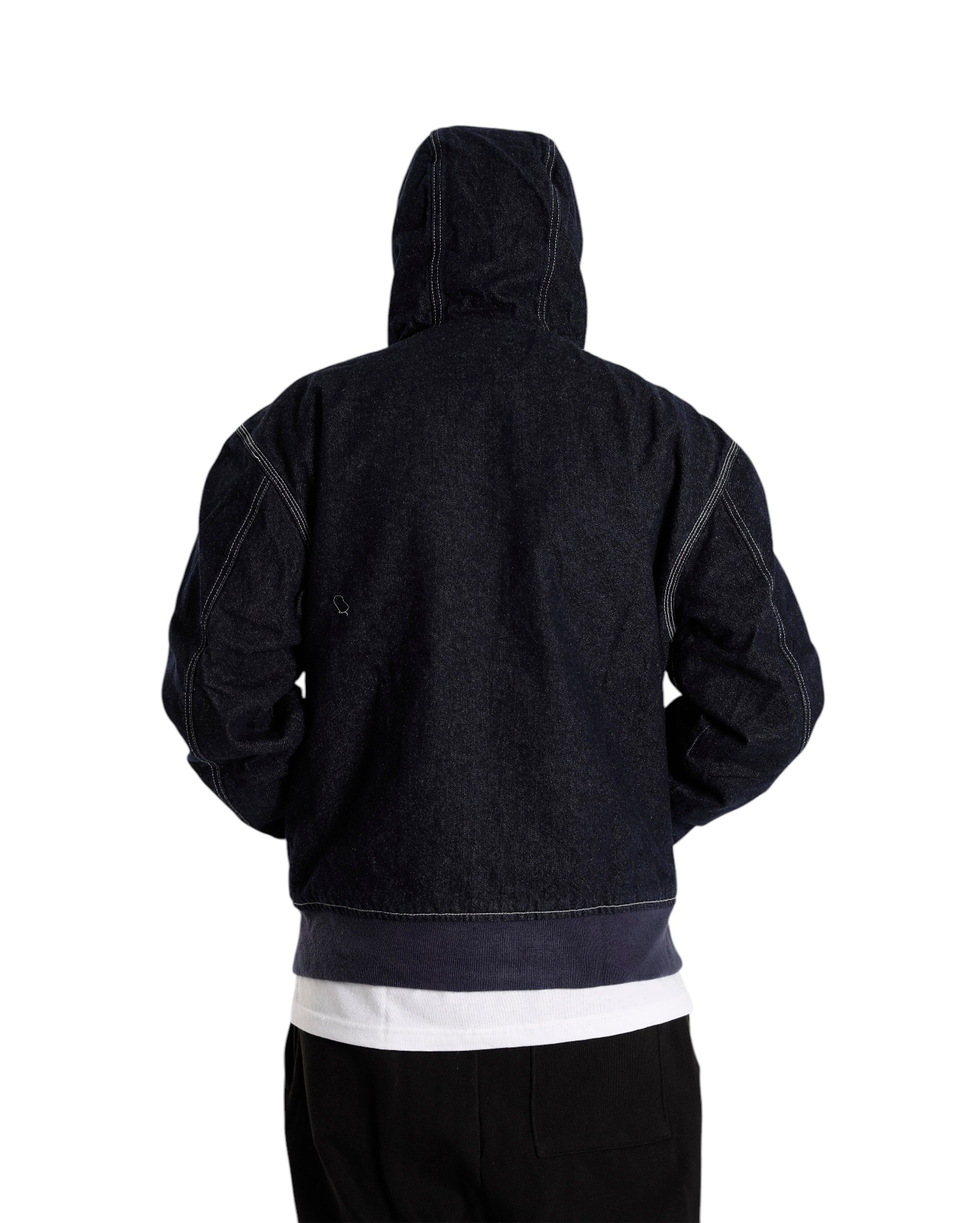 Hooded Denim Jacket Rinsed Navy