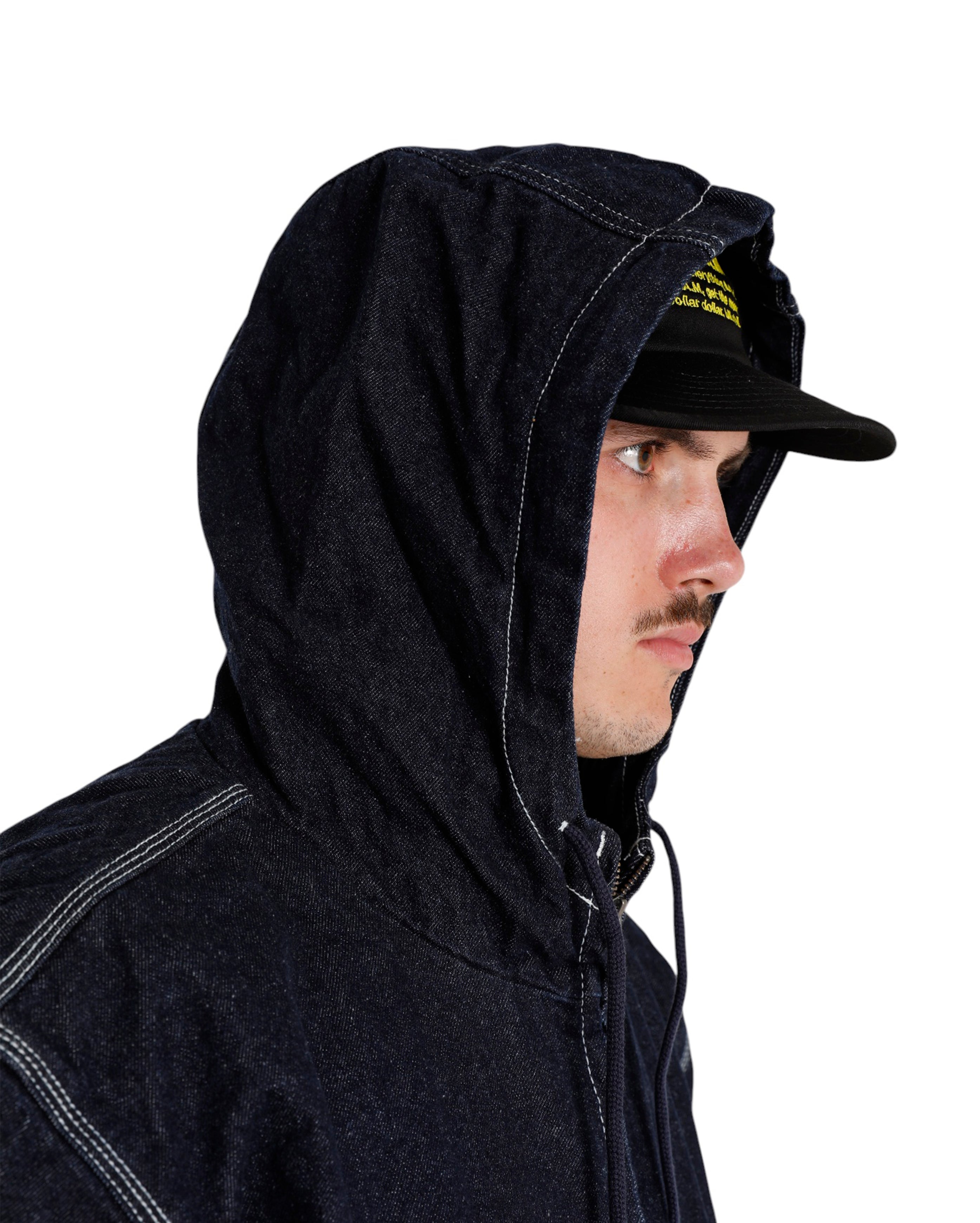 Hooded Denim Jacket Rinsed Navy