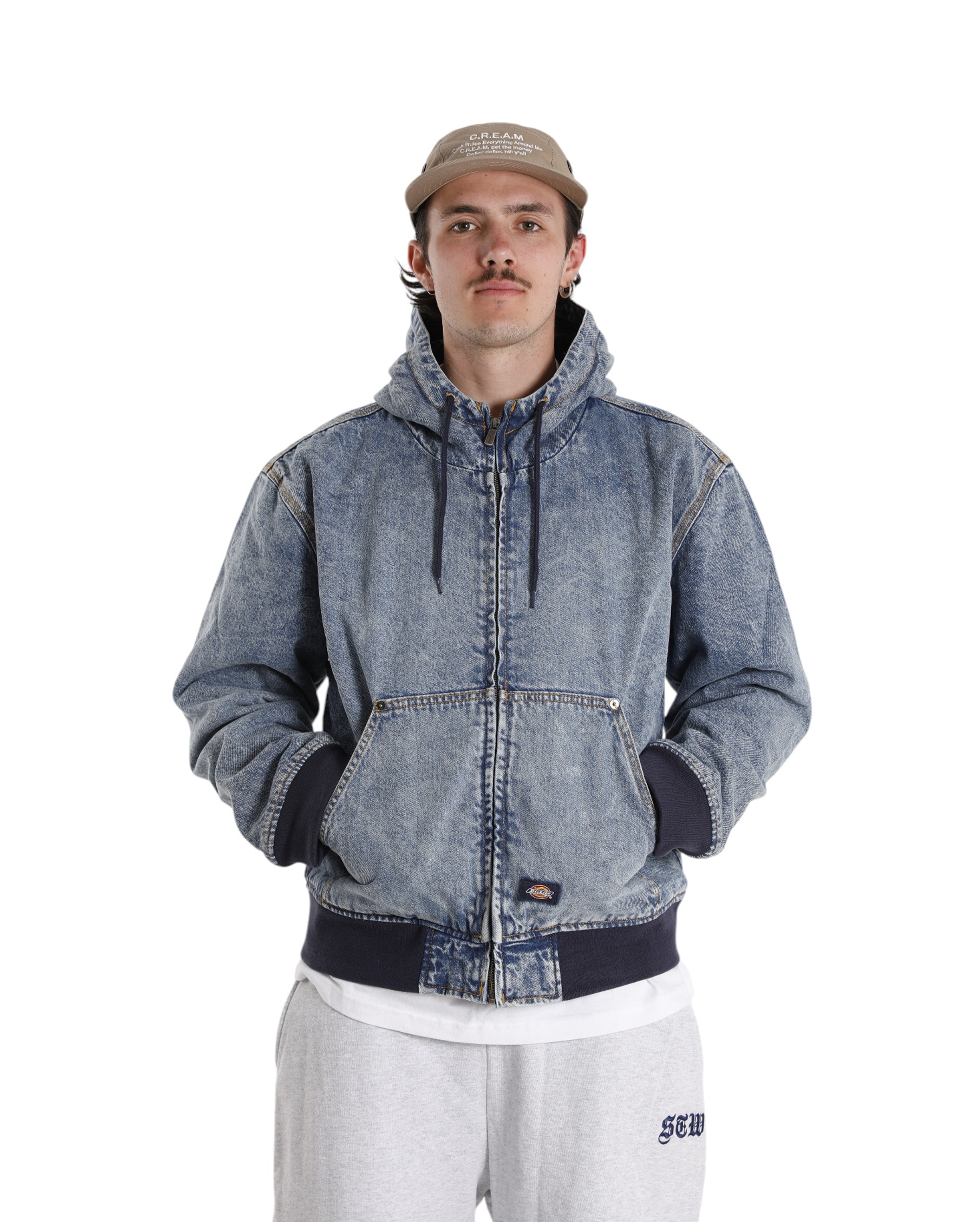 Dickies-Hooded Denim Jacket Rinsed Fade Blue-Starcowparis - Starcowparis - 1
