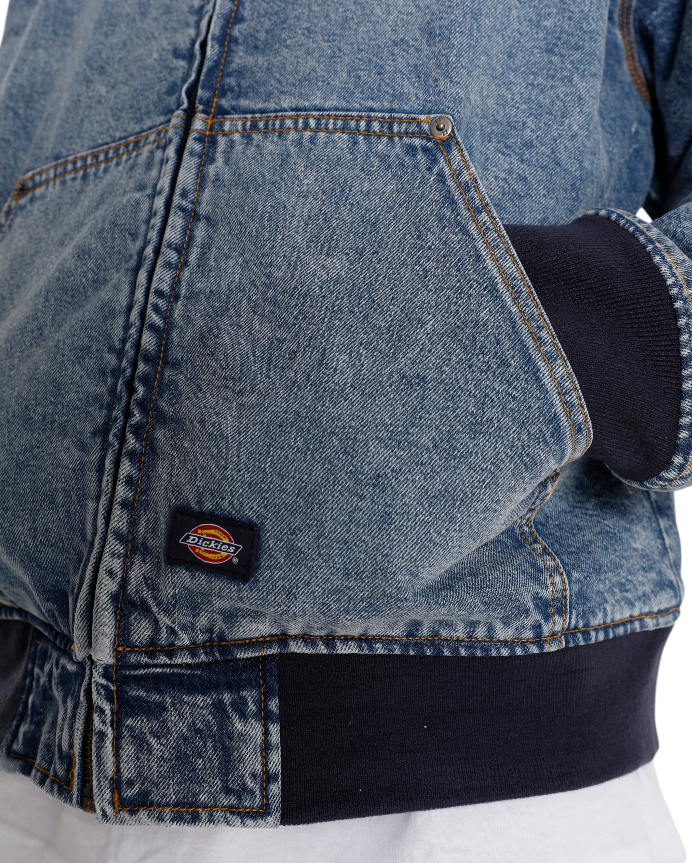 Hooded Denim Jacket Rinsed Fade Blue