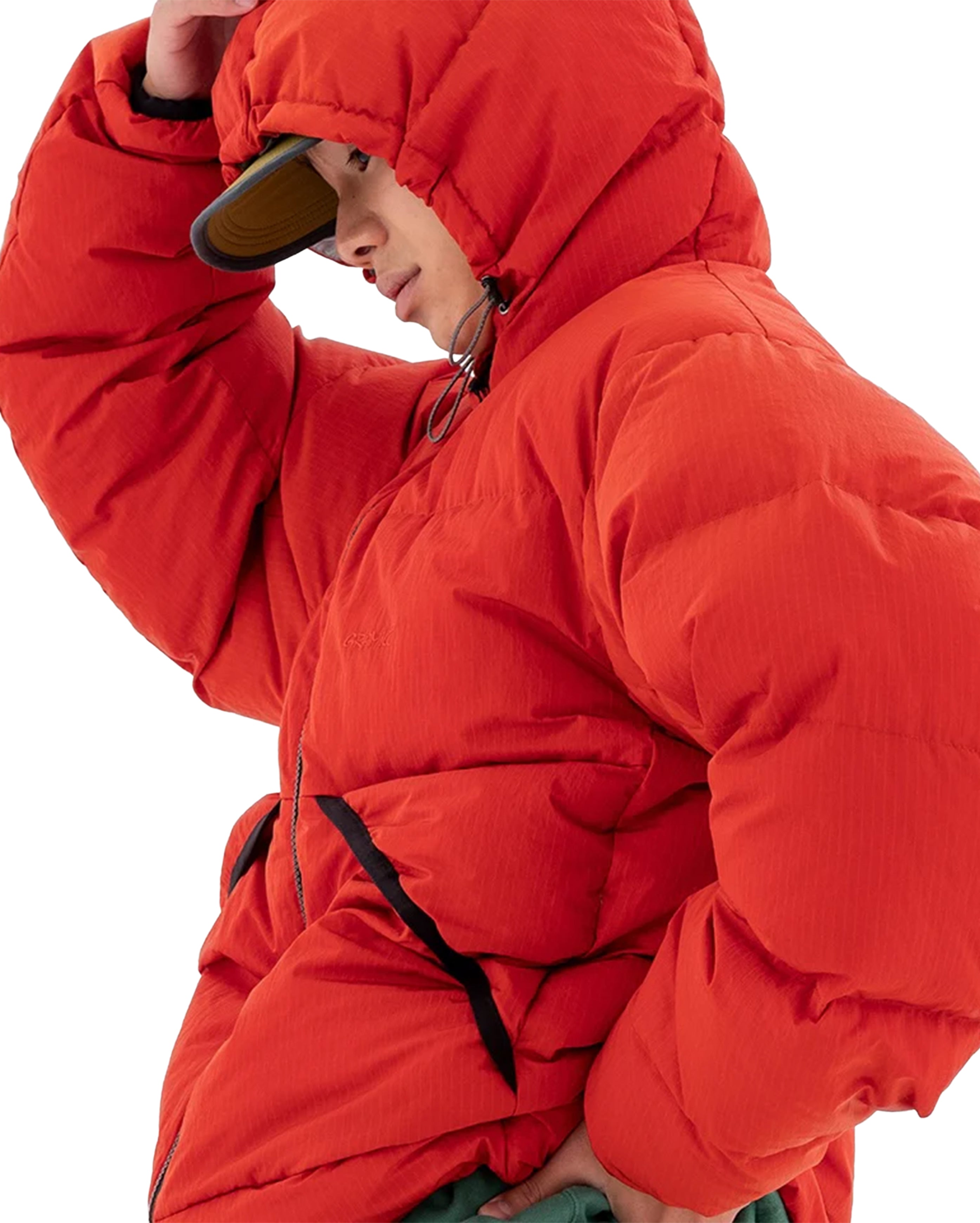 Down Puffer Hooded Jacket Burnt Red