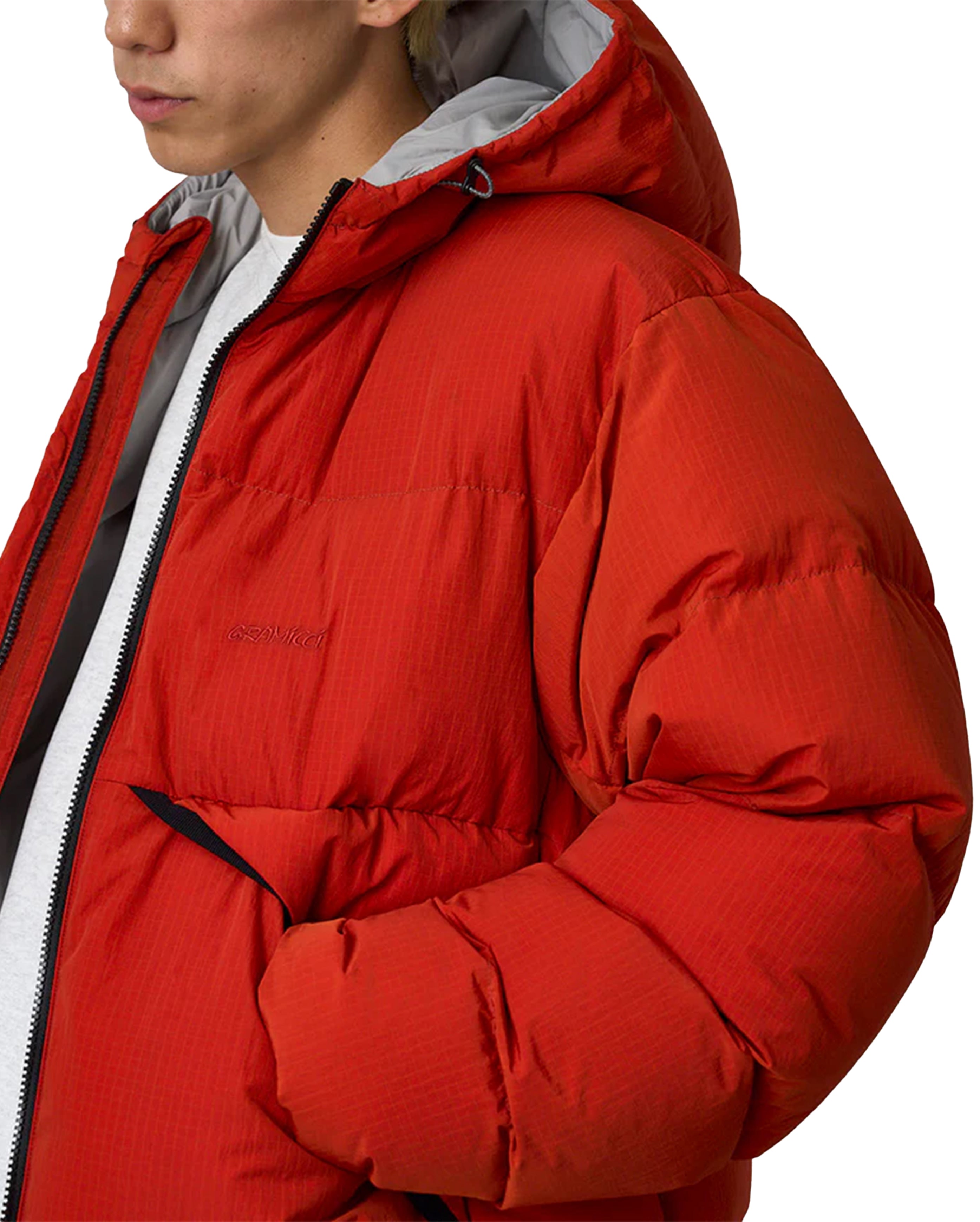 Down Puffer Hooded Jacket Burnt Red