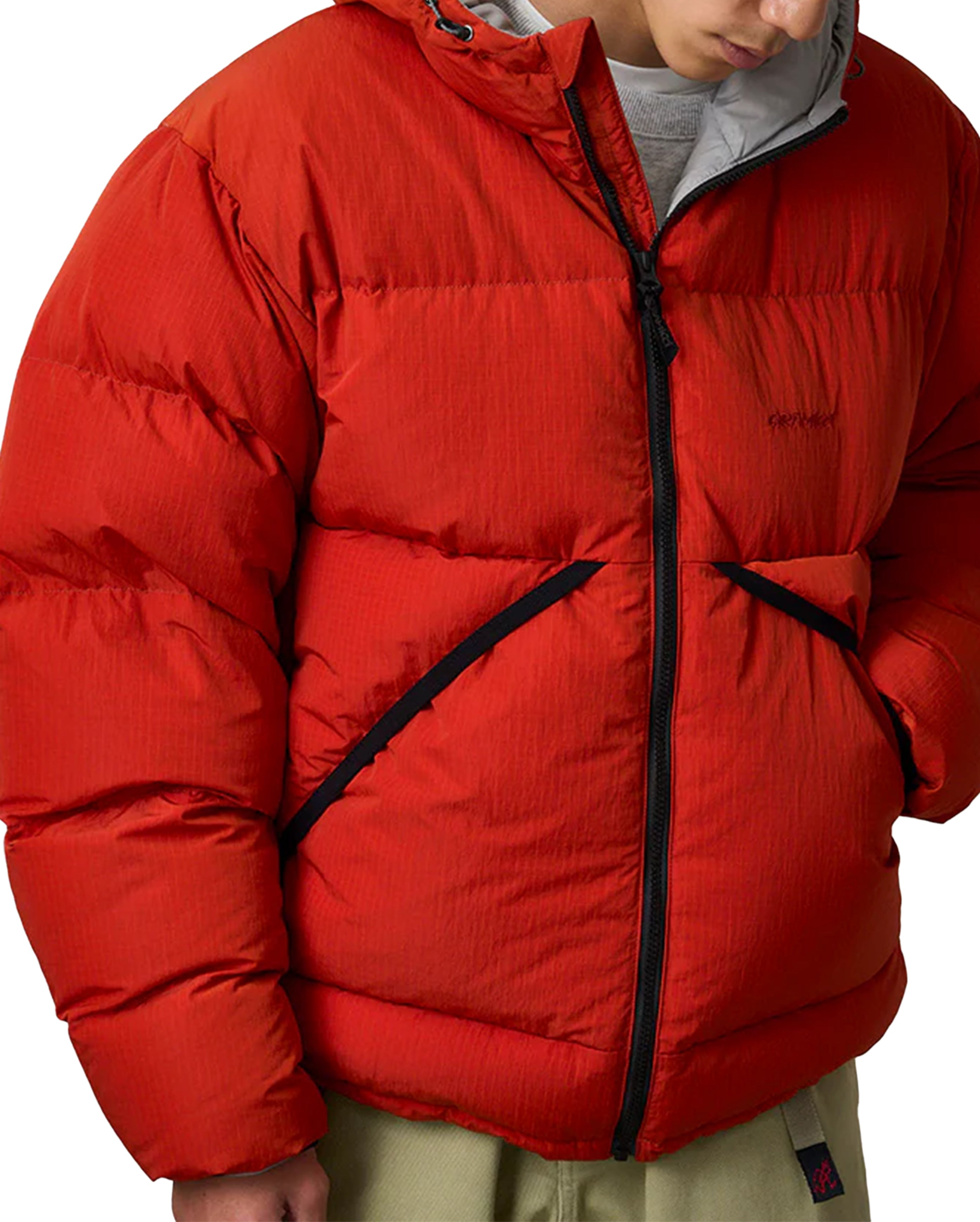Down Puffer Hooded Jacket Burnt Red