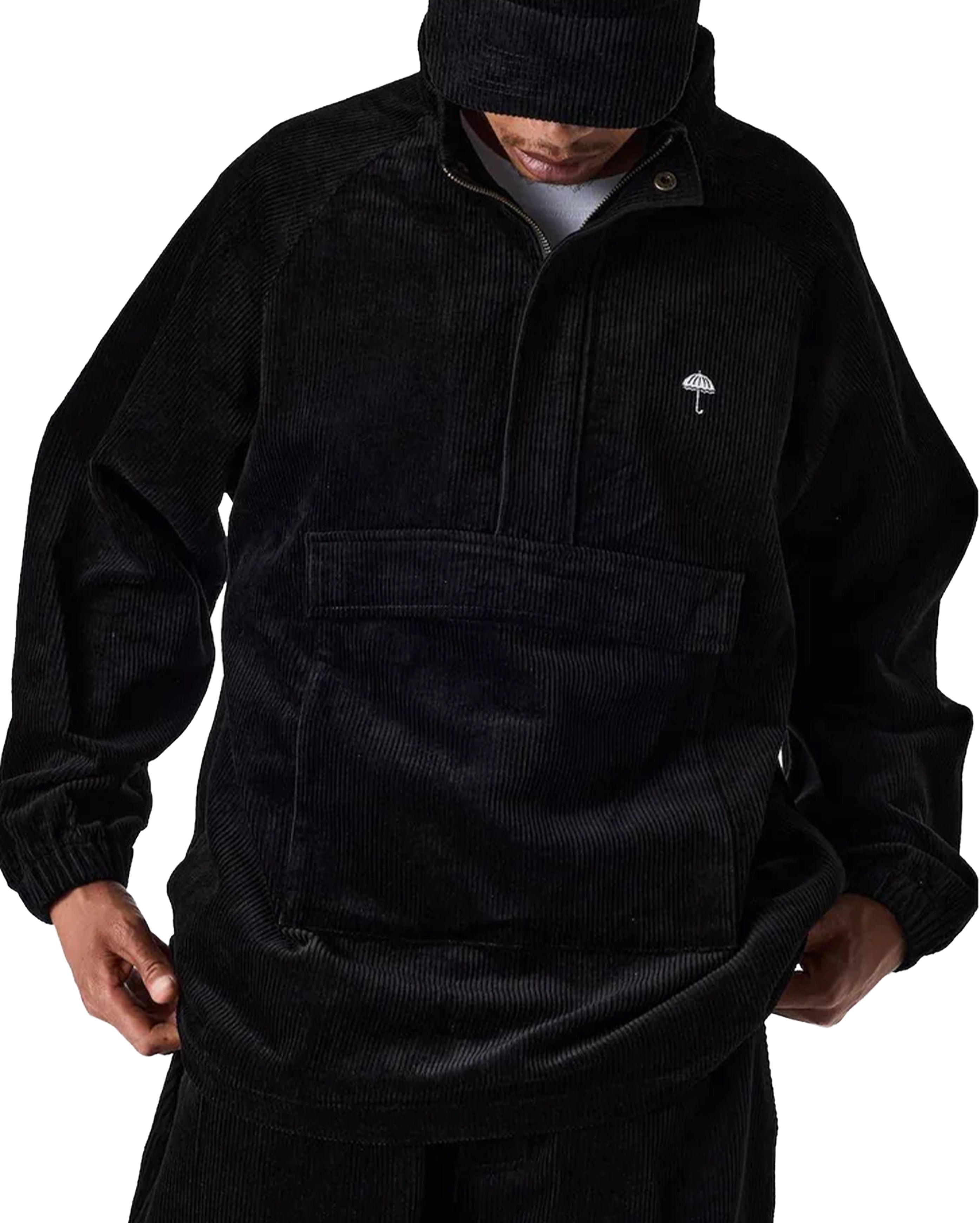 Classic Corduroy Quarter Zip Jacket Black