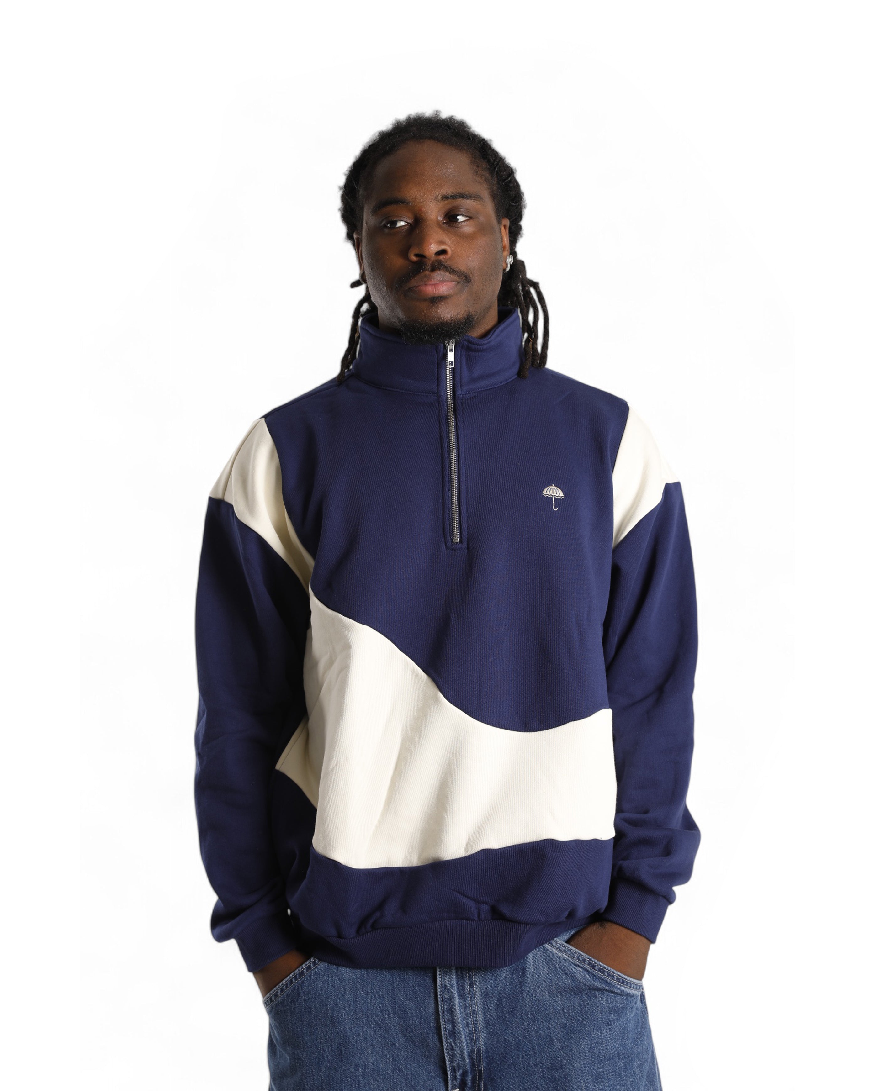 Hélas-Forma Quarter Zip Navy Beige-Starcowparis