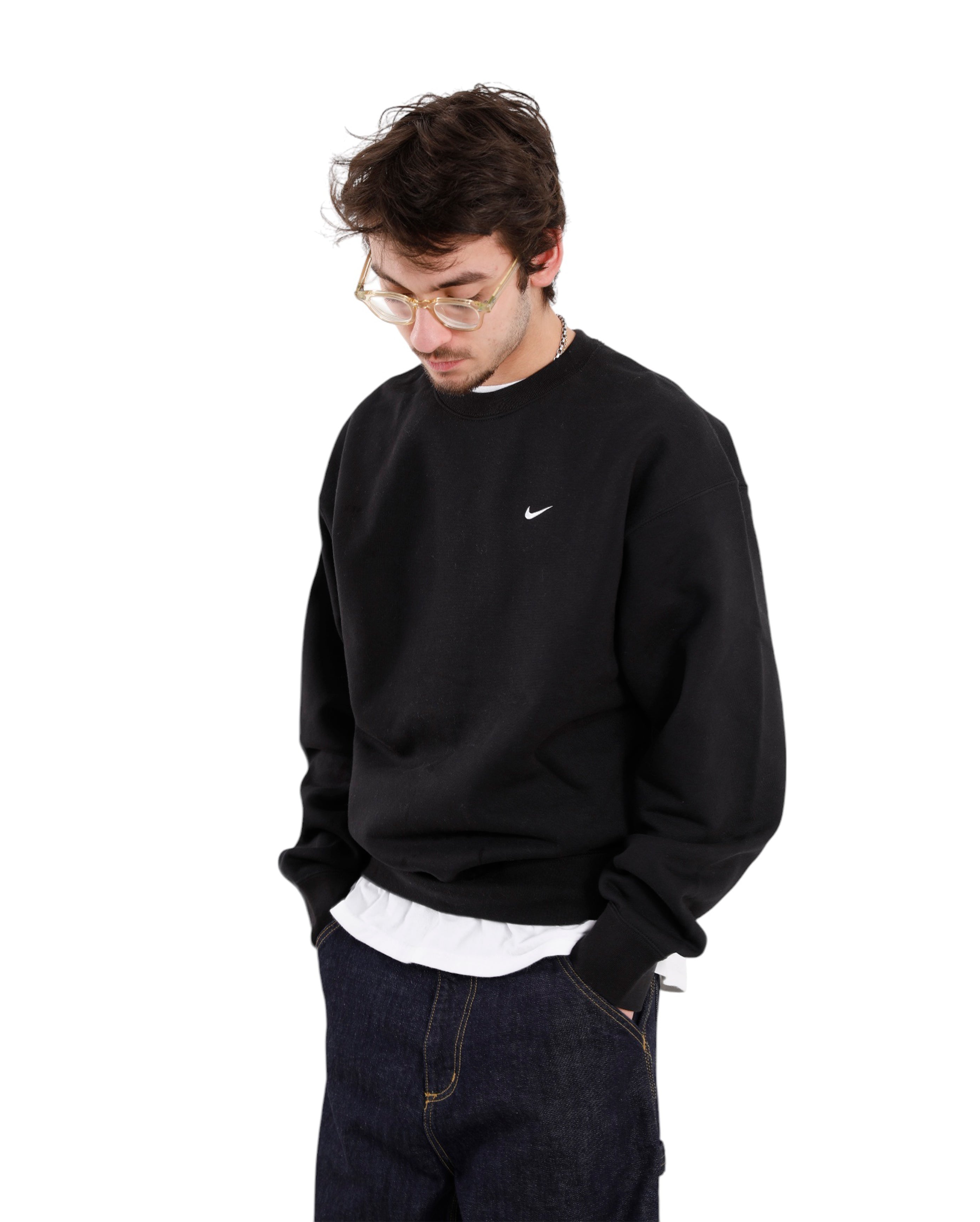 Solo Swoosh Crewneck Sweatshirt Black - Starcowparis - 2