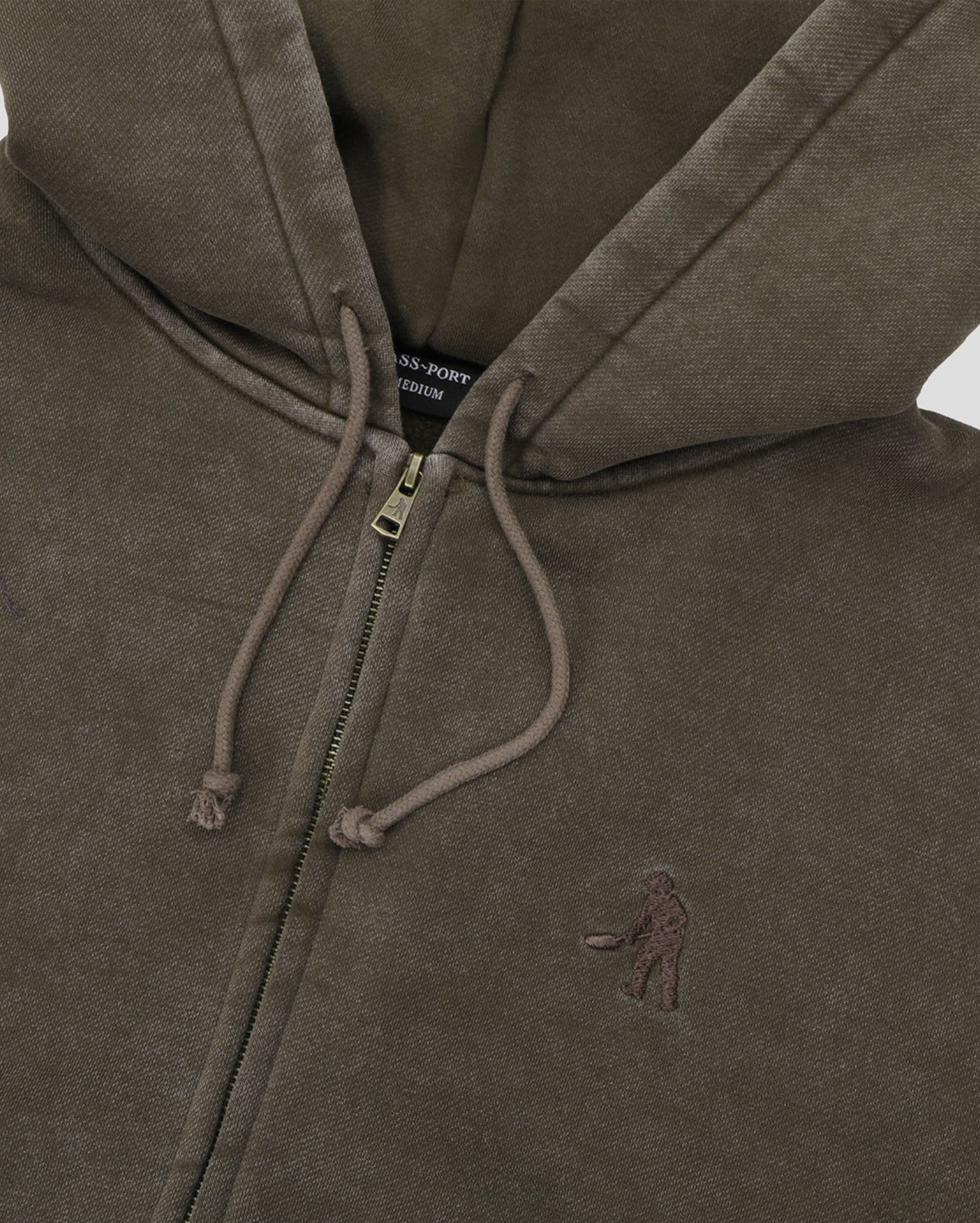 Solid Worker Zip Hoodie Washed Bark - Starcowparis - 2