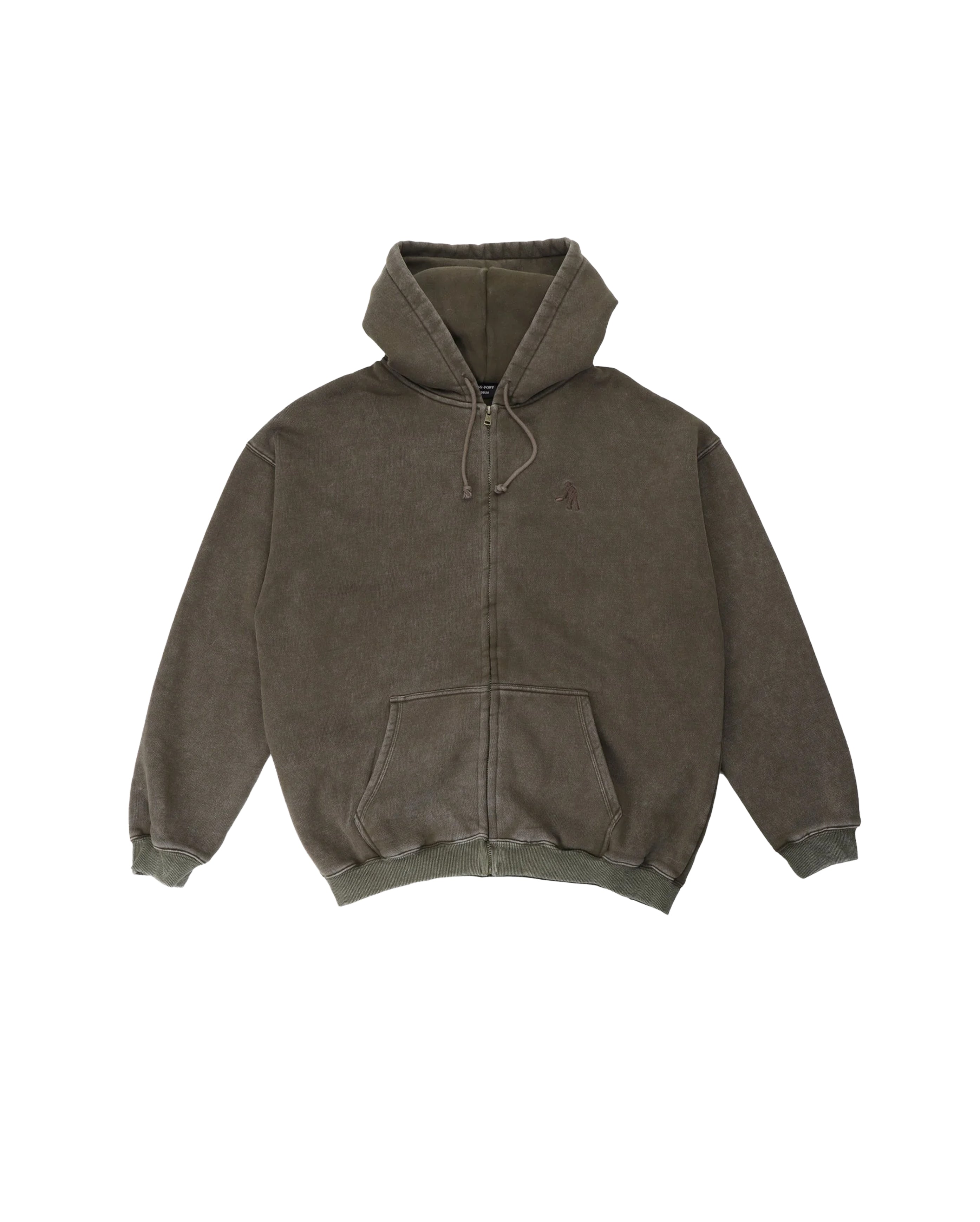 Solid Worker Zip Hoodie Washed Bark - Starcowparis - 1