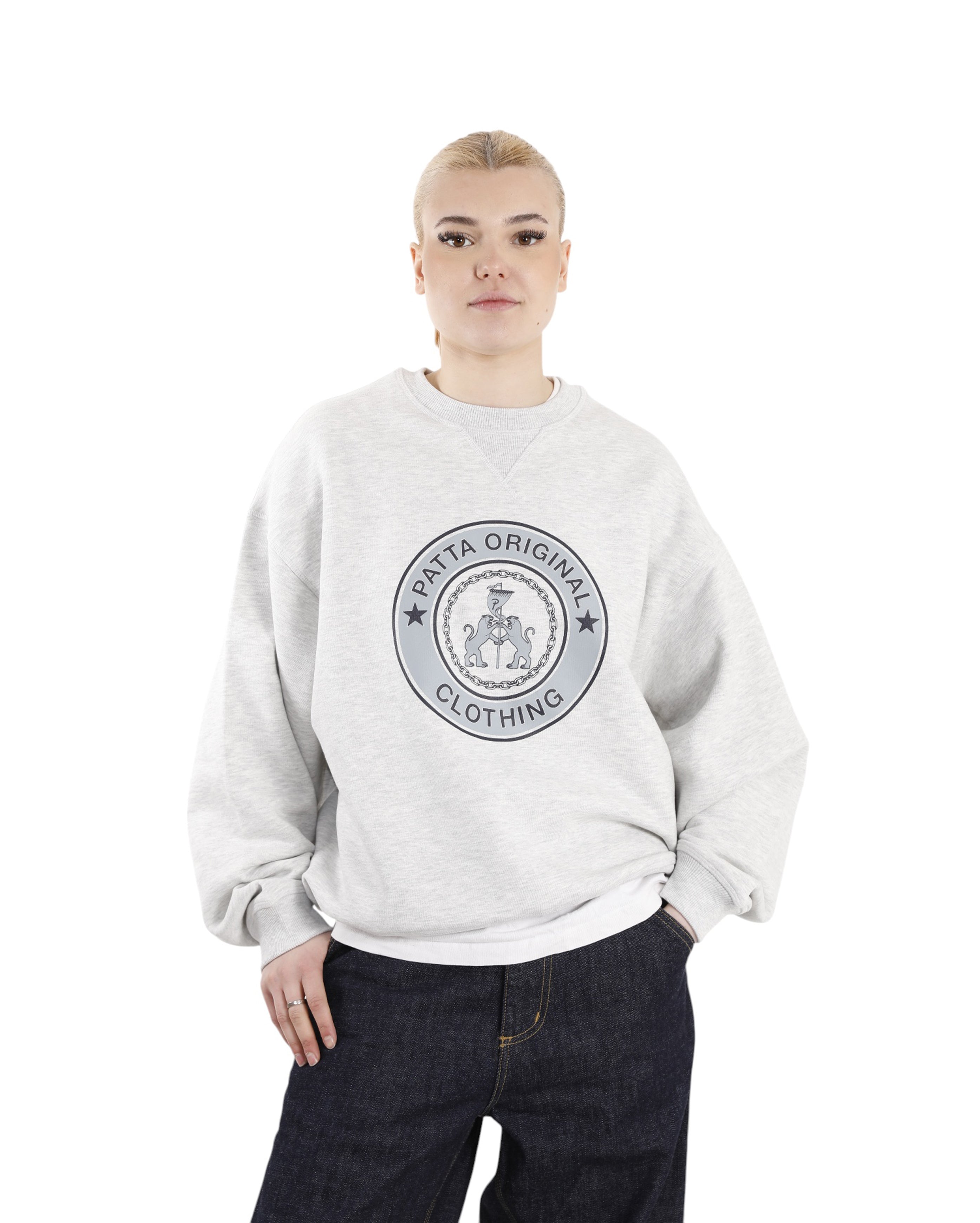 Patta-Marina Crewneck Sweater PT Light Grey Melange-Starcowparis