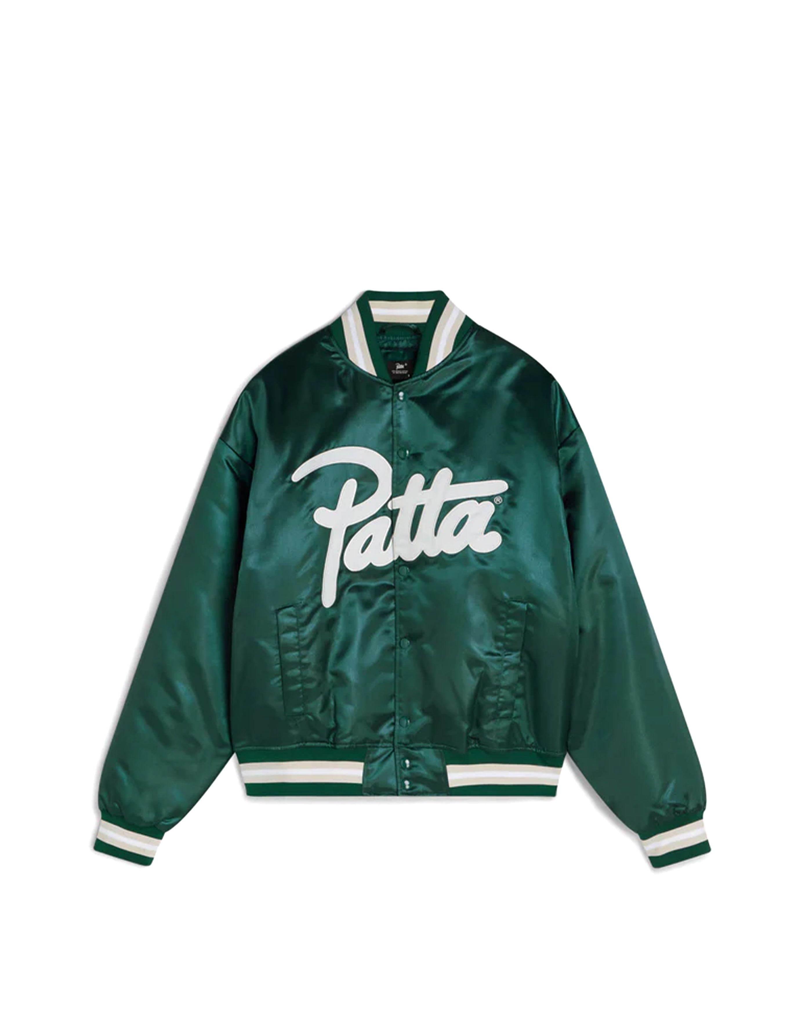 Script Logo Satin Varsity Jacket Bistrot Green - Starcowparis - 1