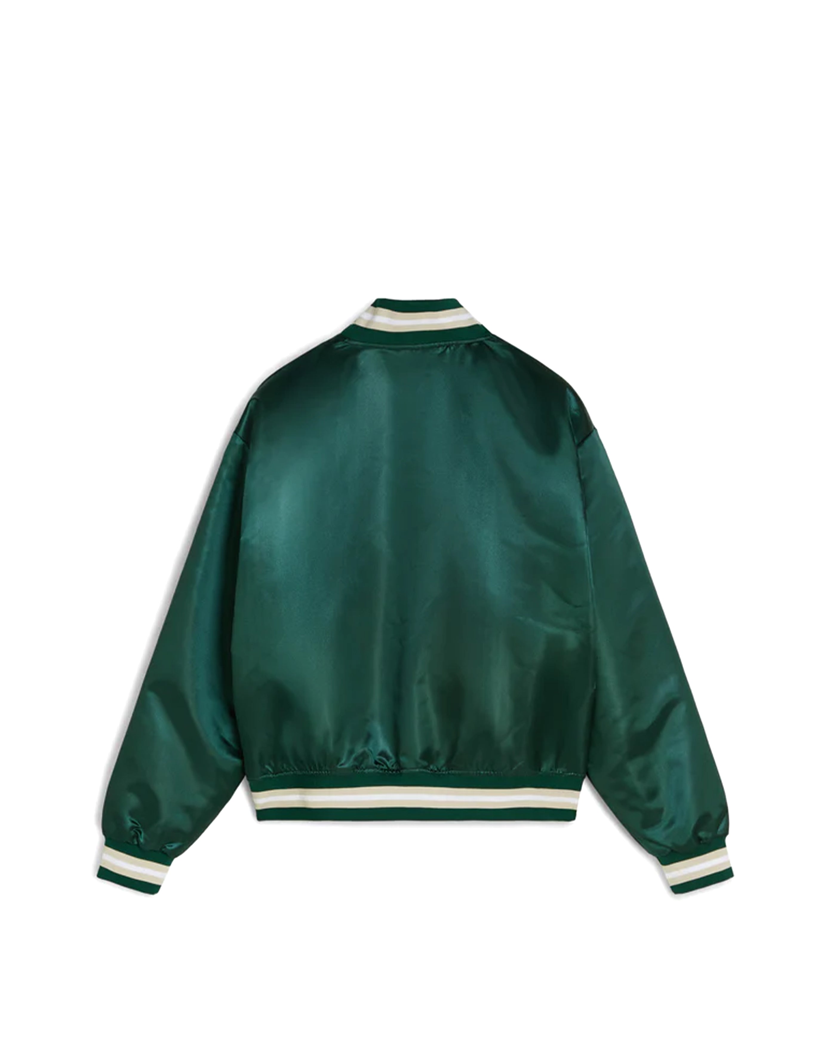 Script Logo Satin Varsity Jacket Bistrot Green - Starcowparis - 2