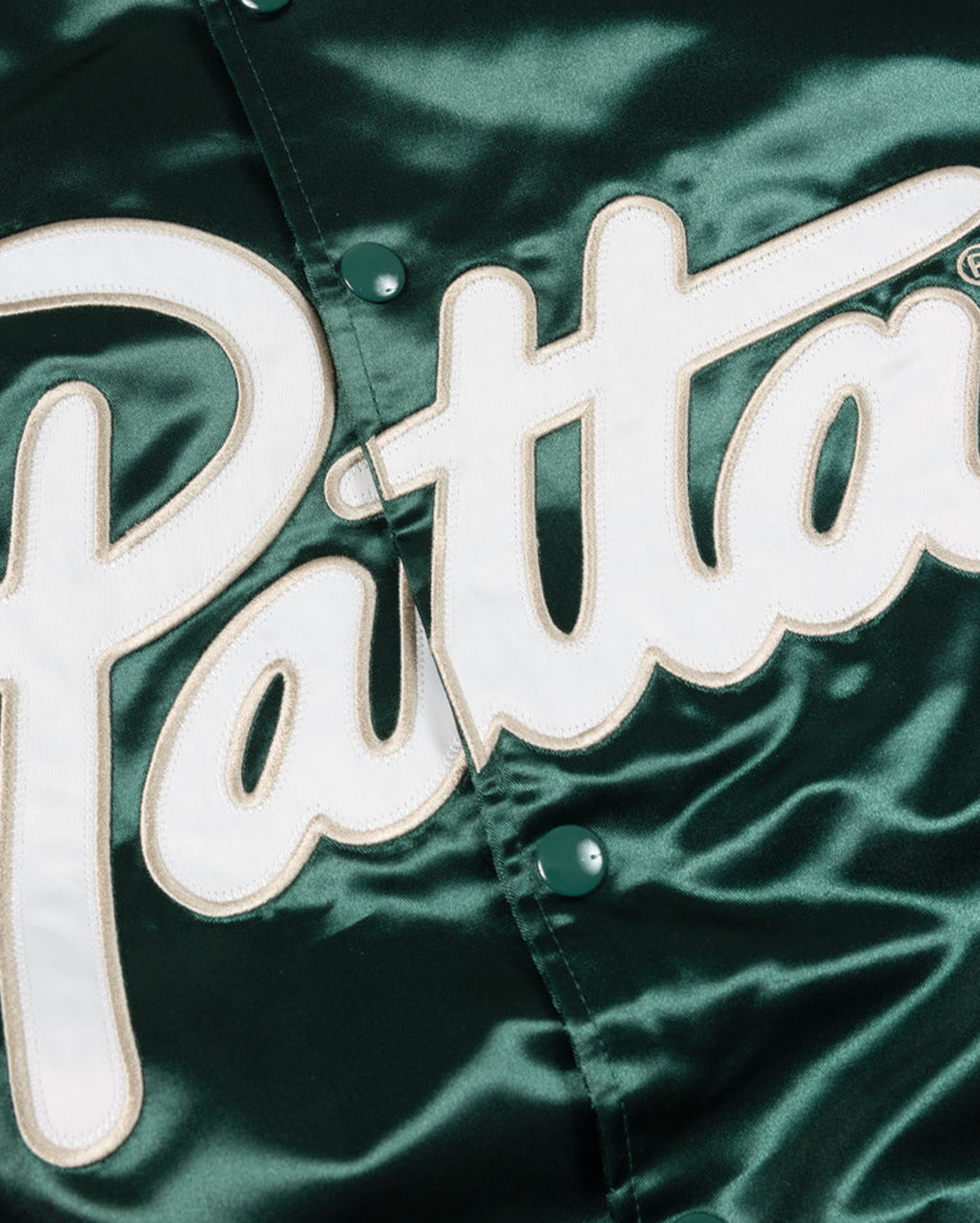Script Logo Satin Varsity Jacket Bistrot Green - Starcowparis - 3