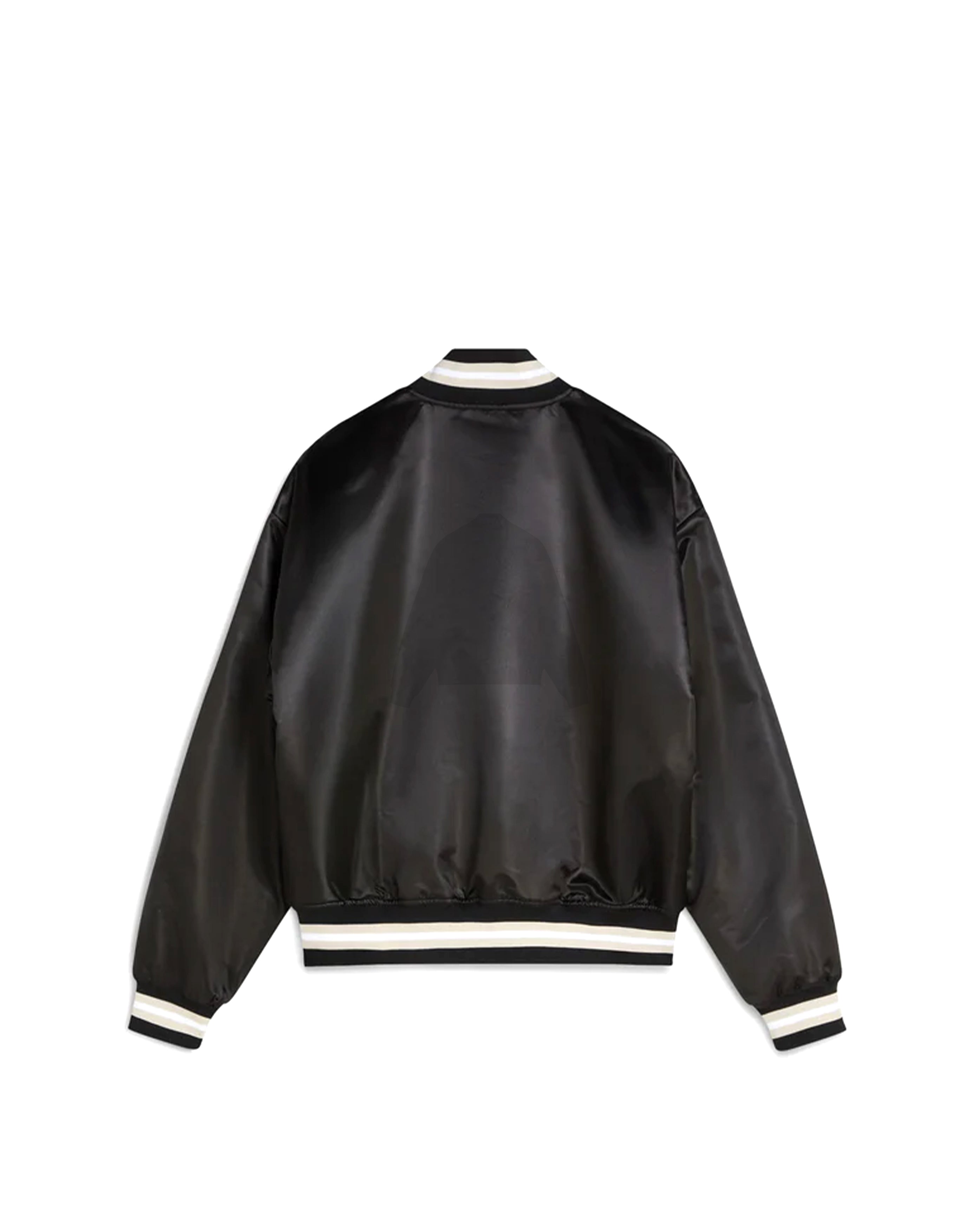 Script Logo Satin Varsity Jacket Black - Starcowparis - 3