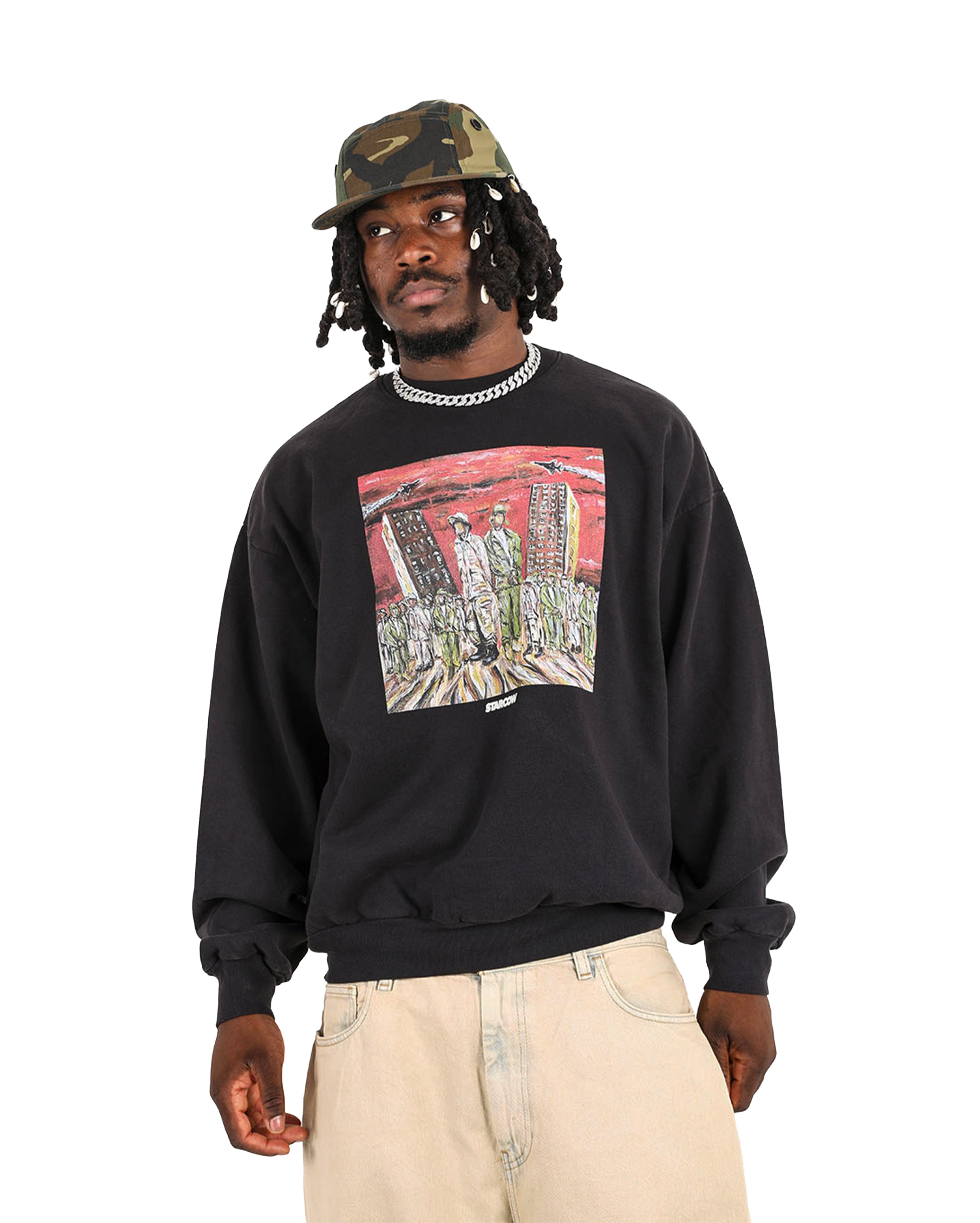 starcow-Starcow CNN X Squatdeadface crewneck Black-Starcowparis
