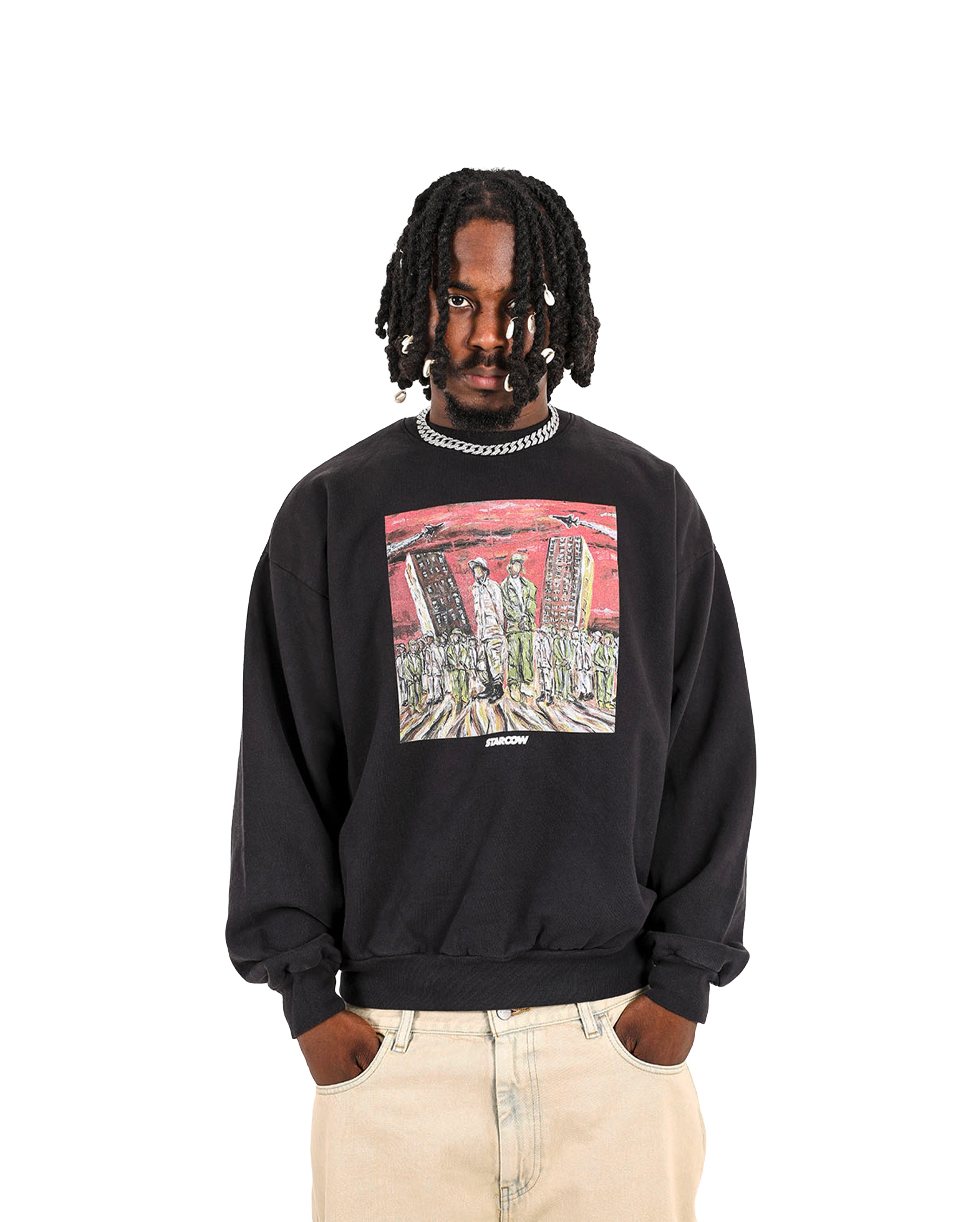 starcow-Starcow CNN X Squatdeadface crewneck Black-Starcowparis