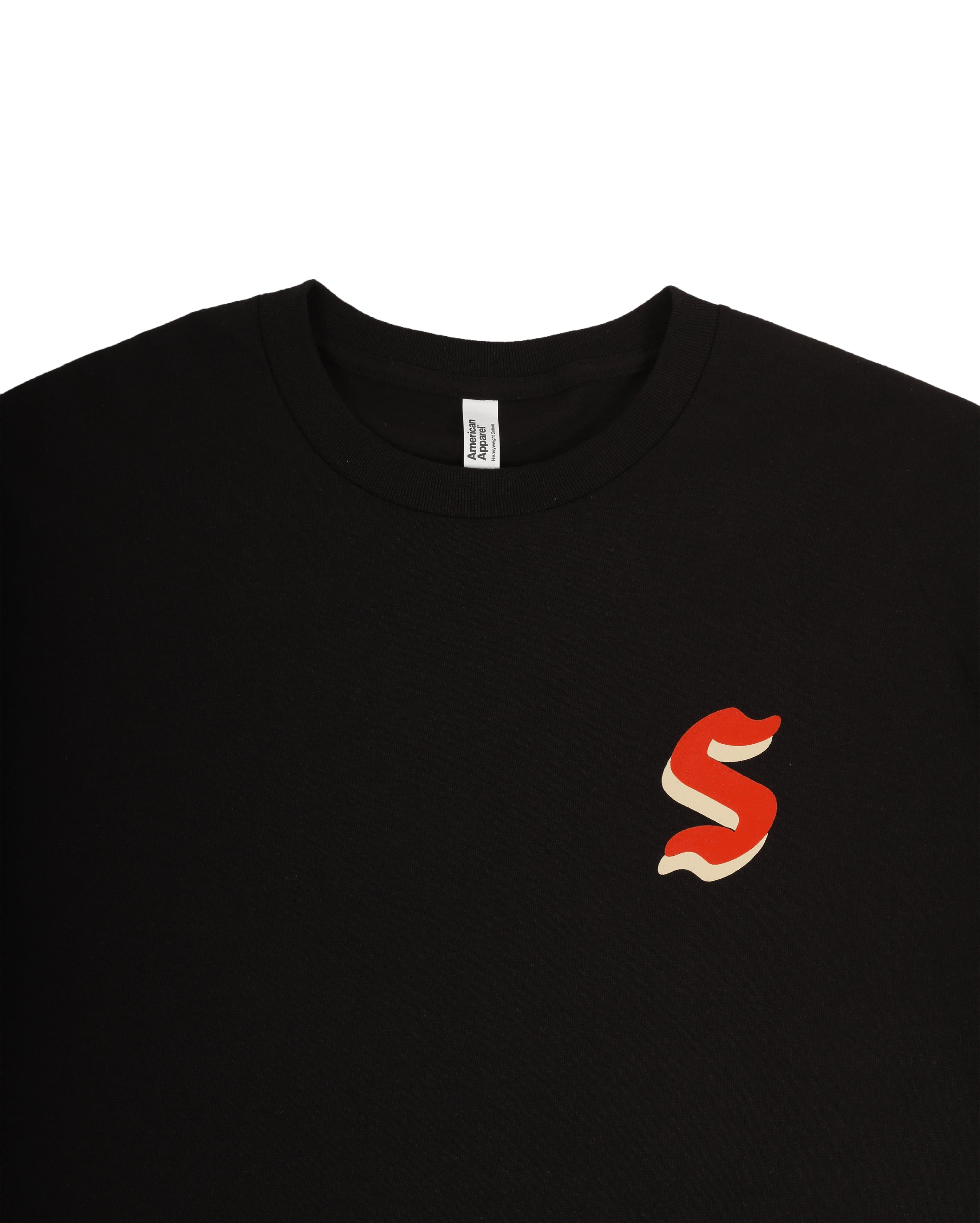 Logo S Rouge Tee Noir