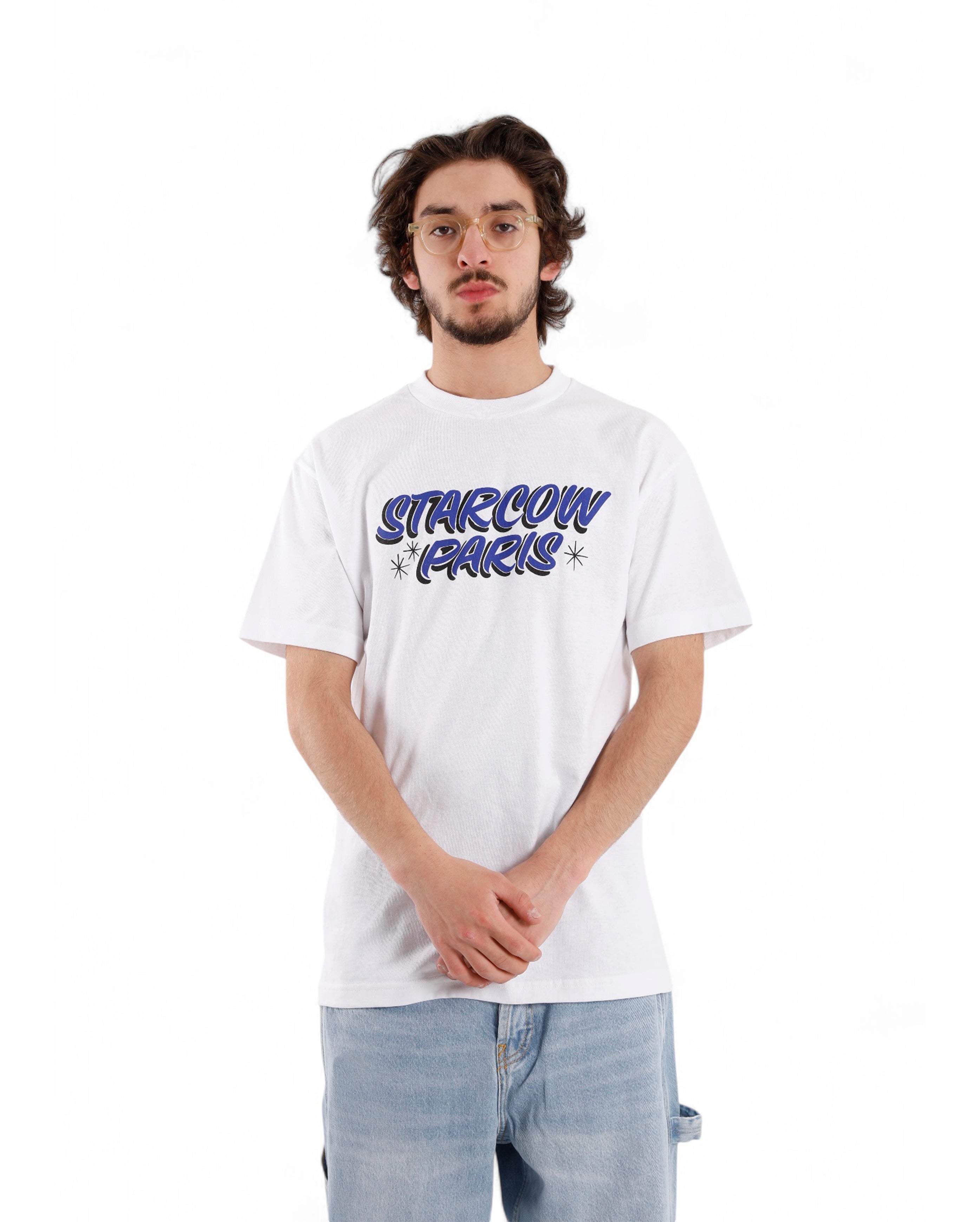 Starcow-x With Vivid Color Deck Tee White Blue-Starcowparis