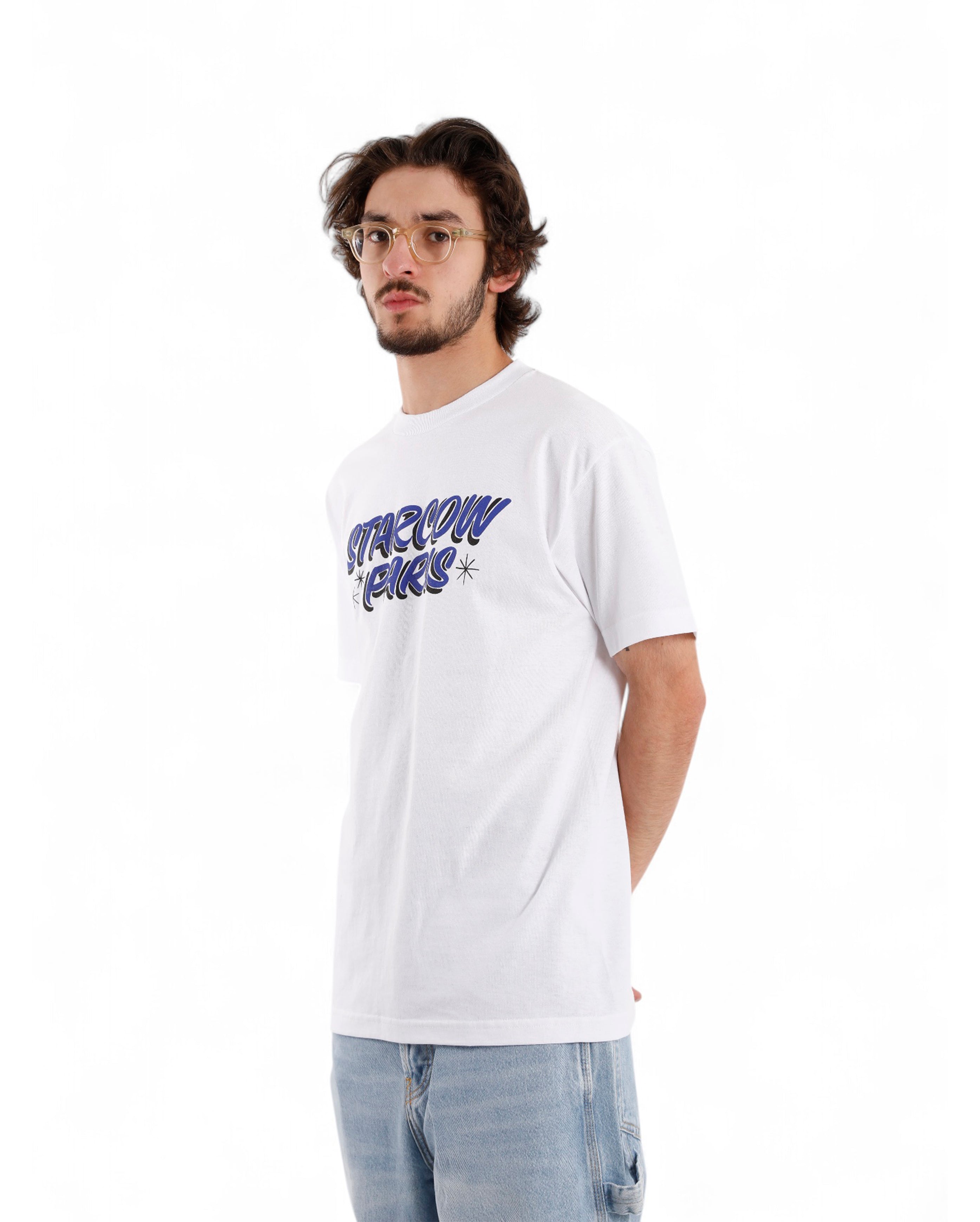 Starcow-x With Vivid Color Deck Tee White Blue-Starcowparis