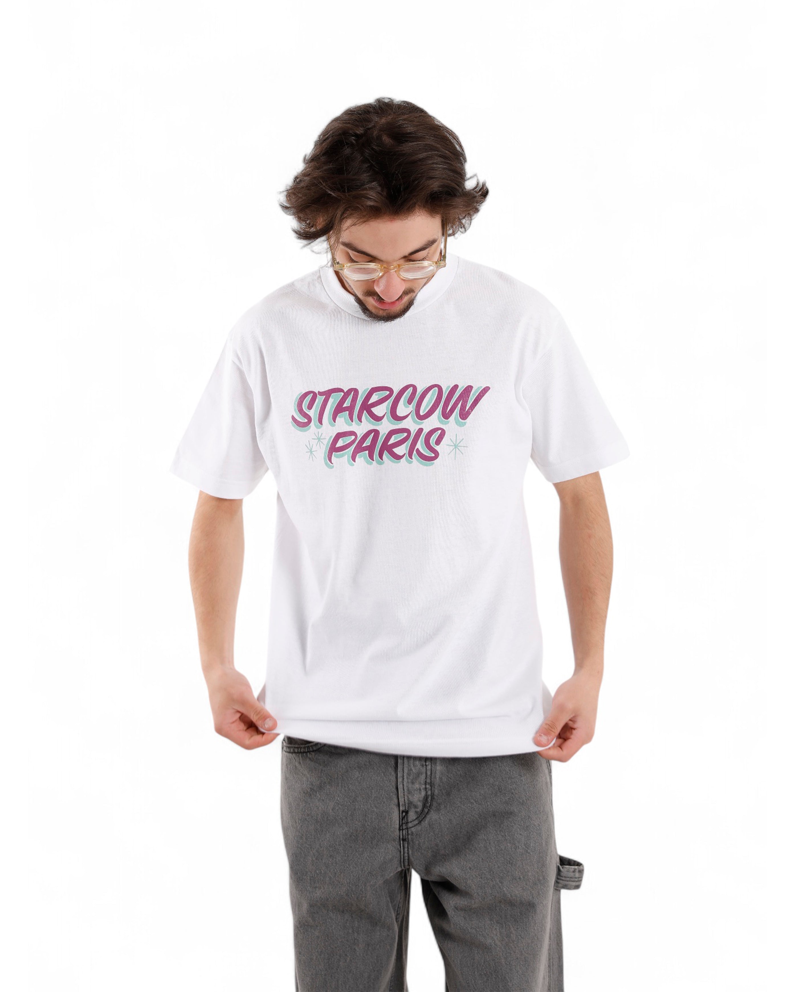 Starcow-x With Vivid Color Deck Tee White Magenta-Starcowparis