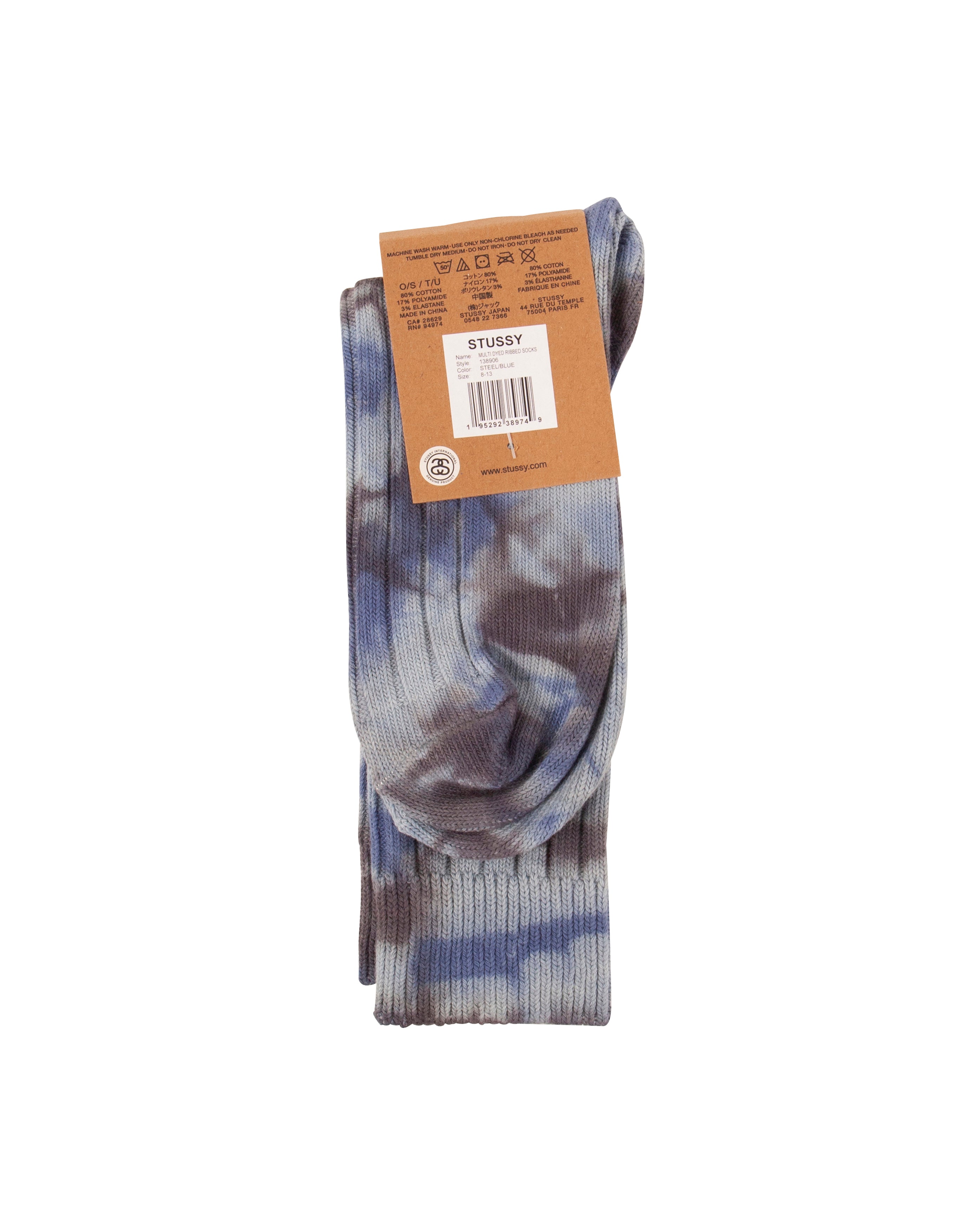 Multi Dyed Ribbed Socks Steel - Starcowparis - 2