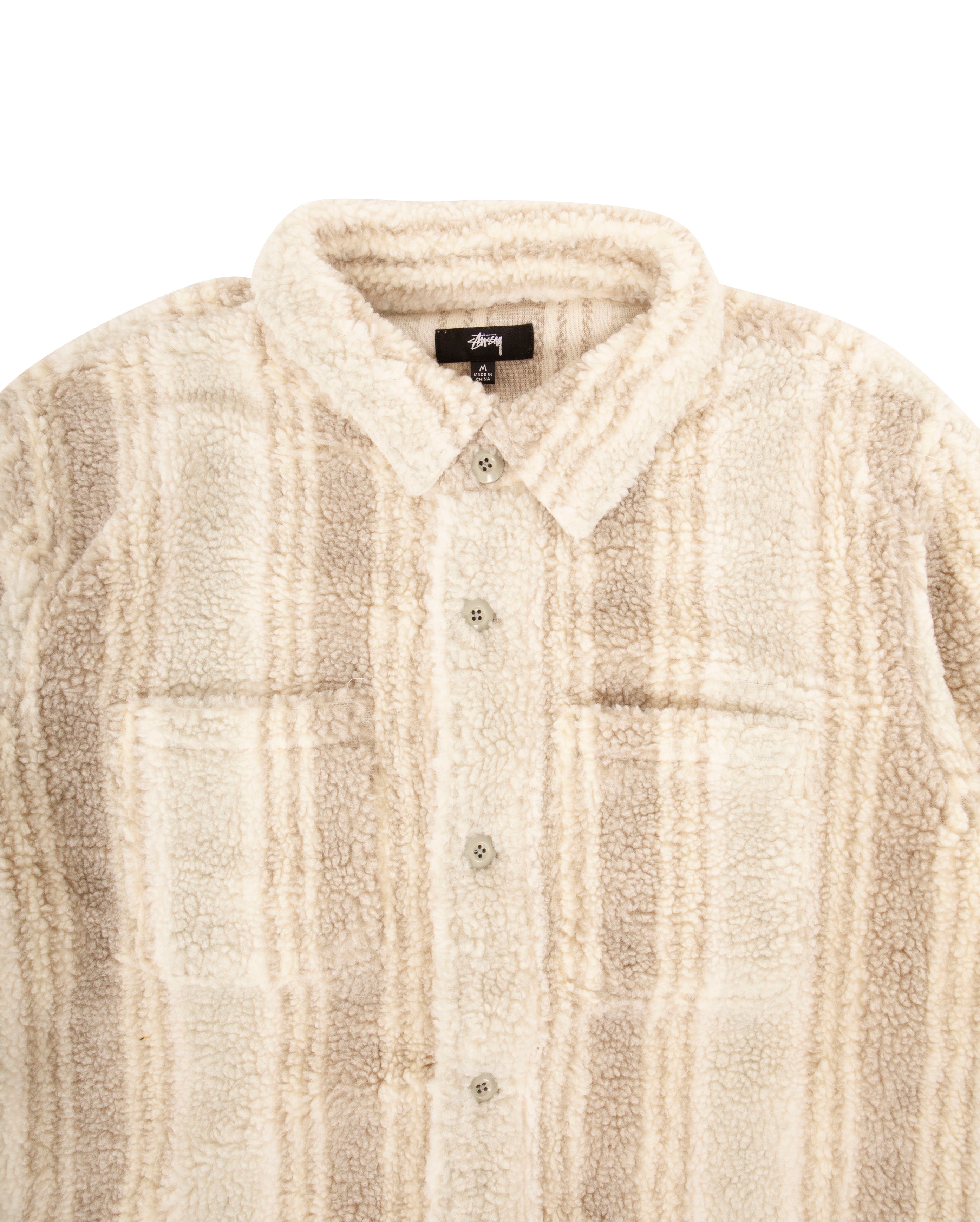 Stripe Sherpa Shirt Natural