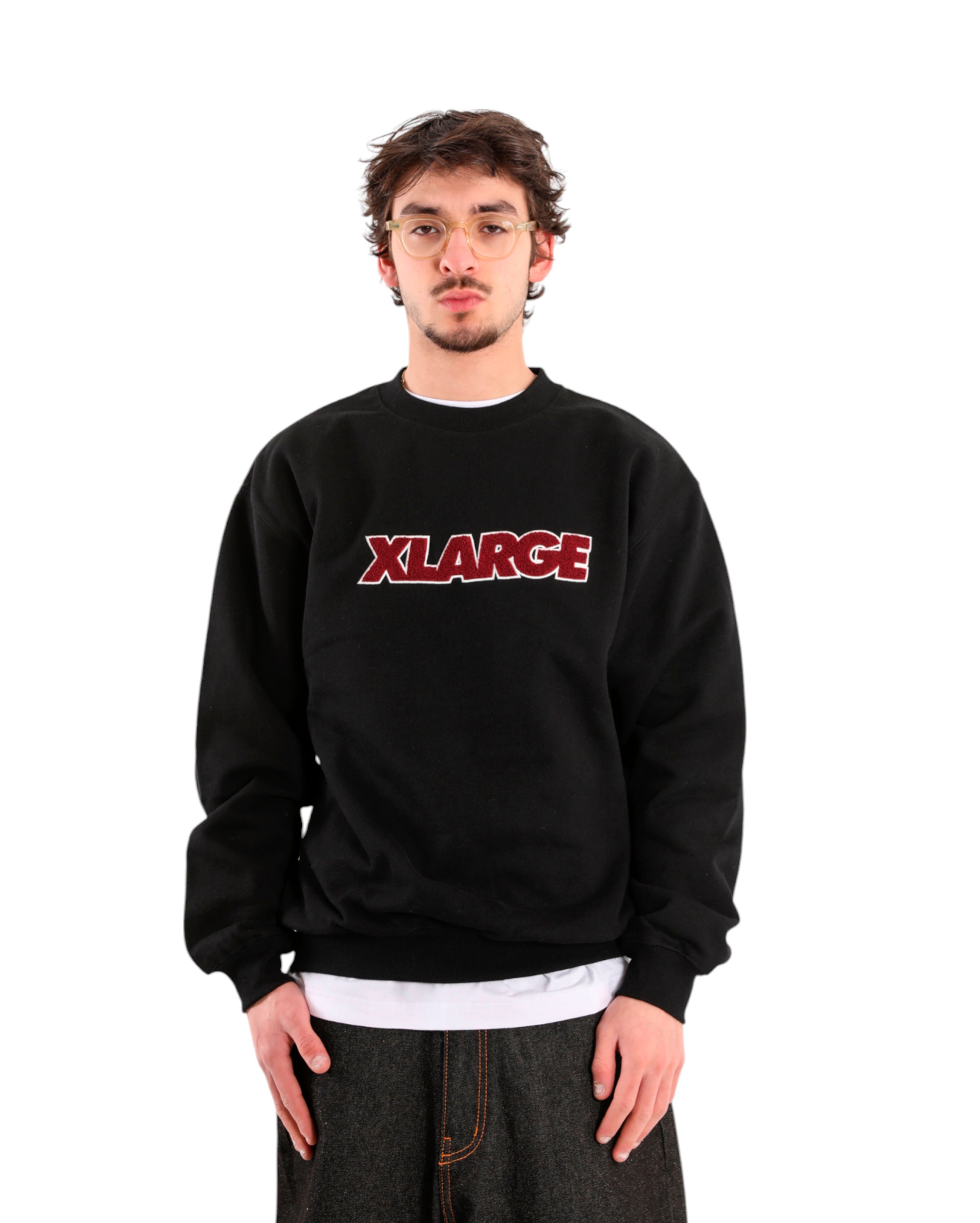 Chenille Standard Logo Crewneck Sweatshirt Black - Starcowparis - 1