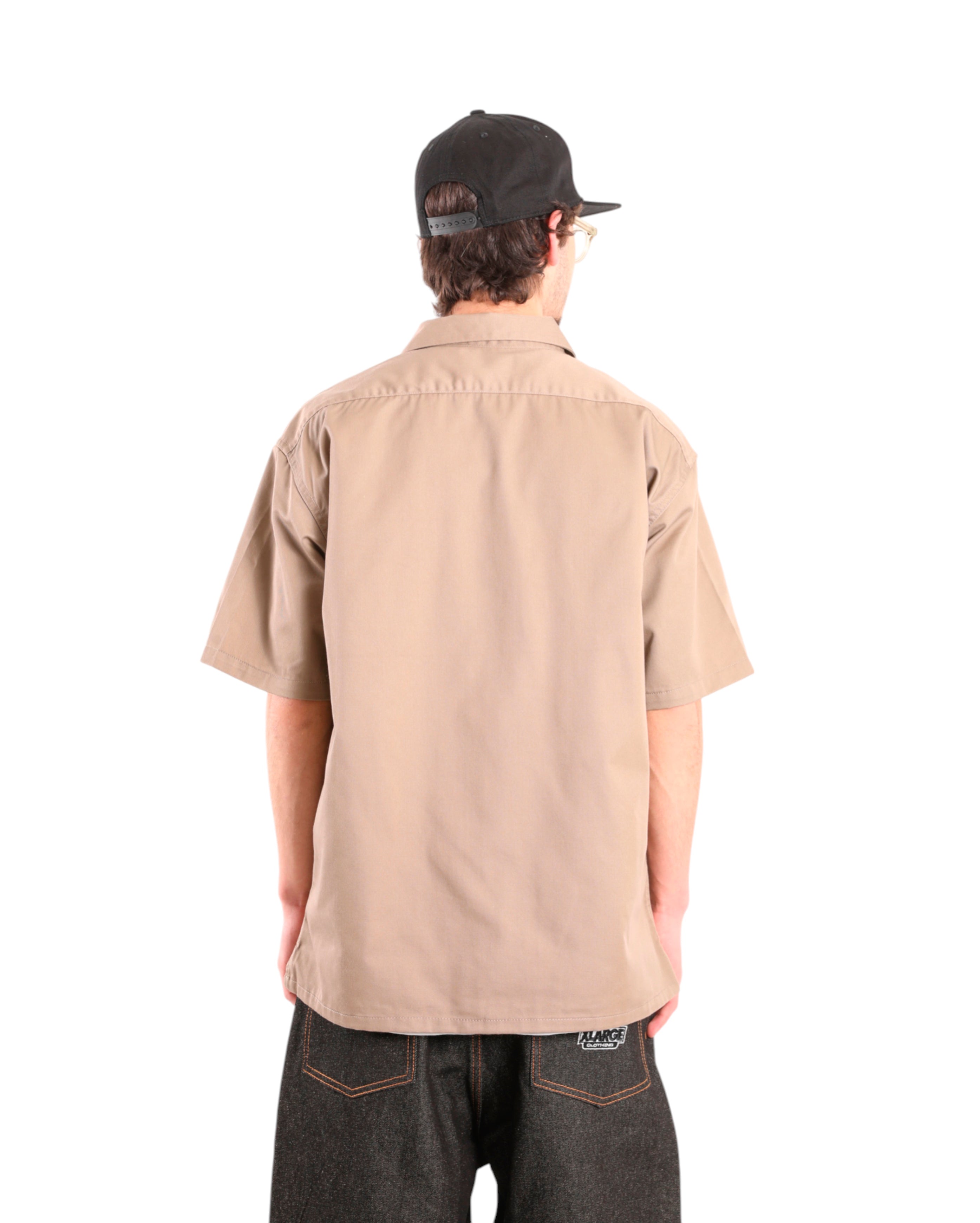 Xlarge-Embroided Short Sleeve Work Shirt Beige-Starcowparis - Starcowparis - 2