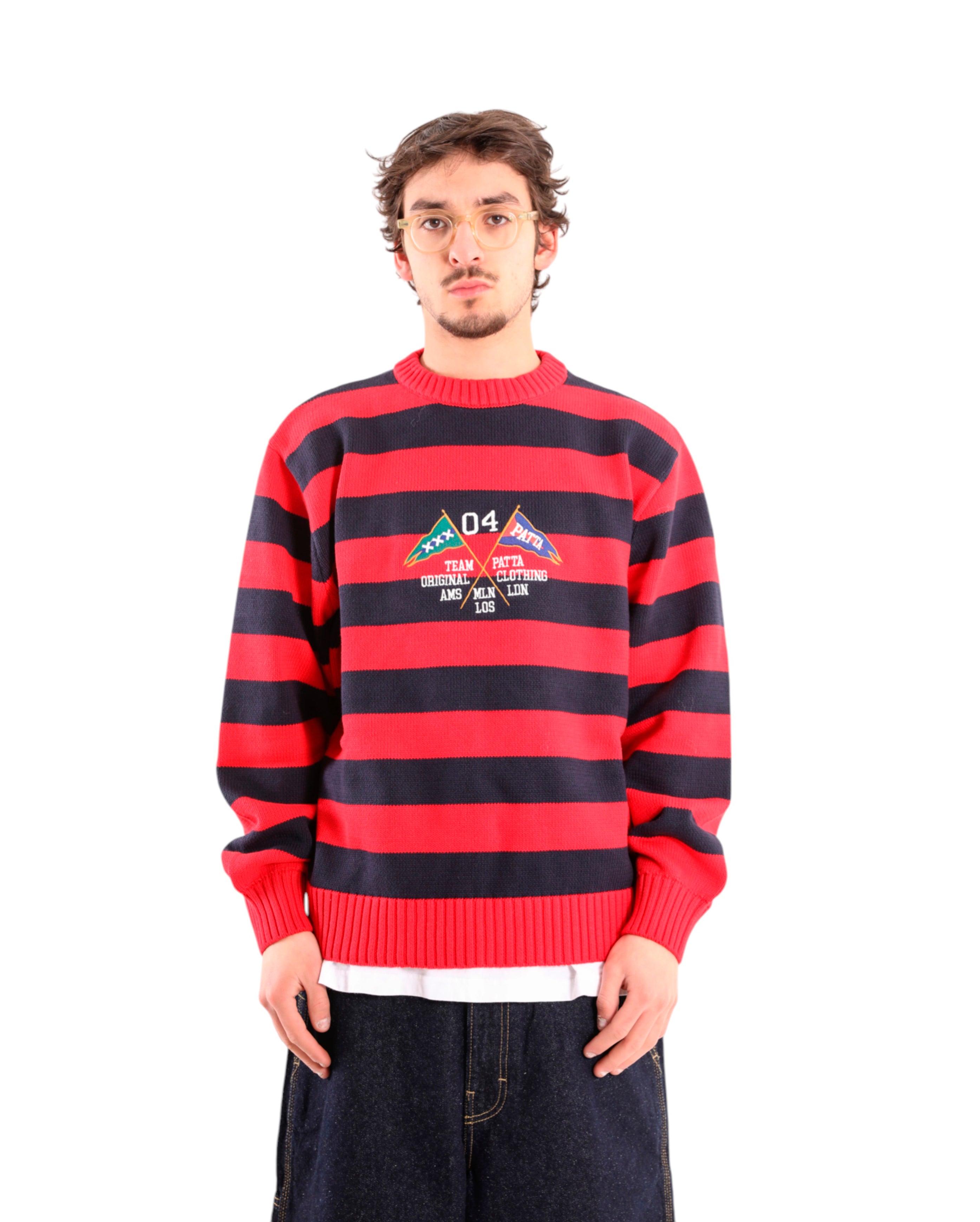 Patta-Striped Flag Knitted Sweater Multi-Starcowparis