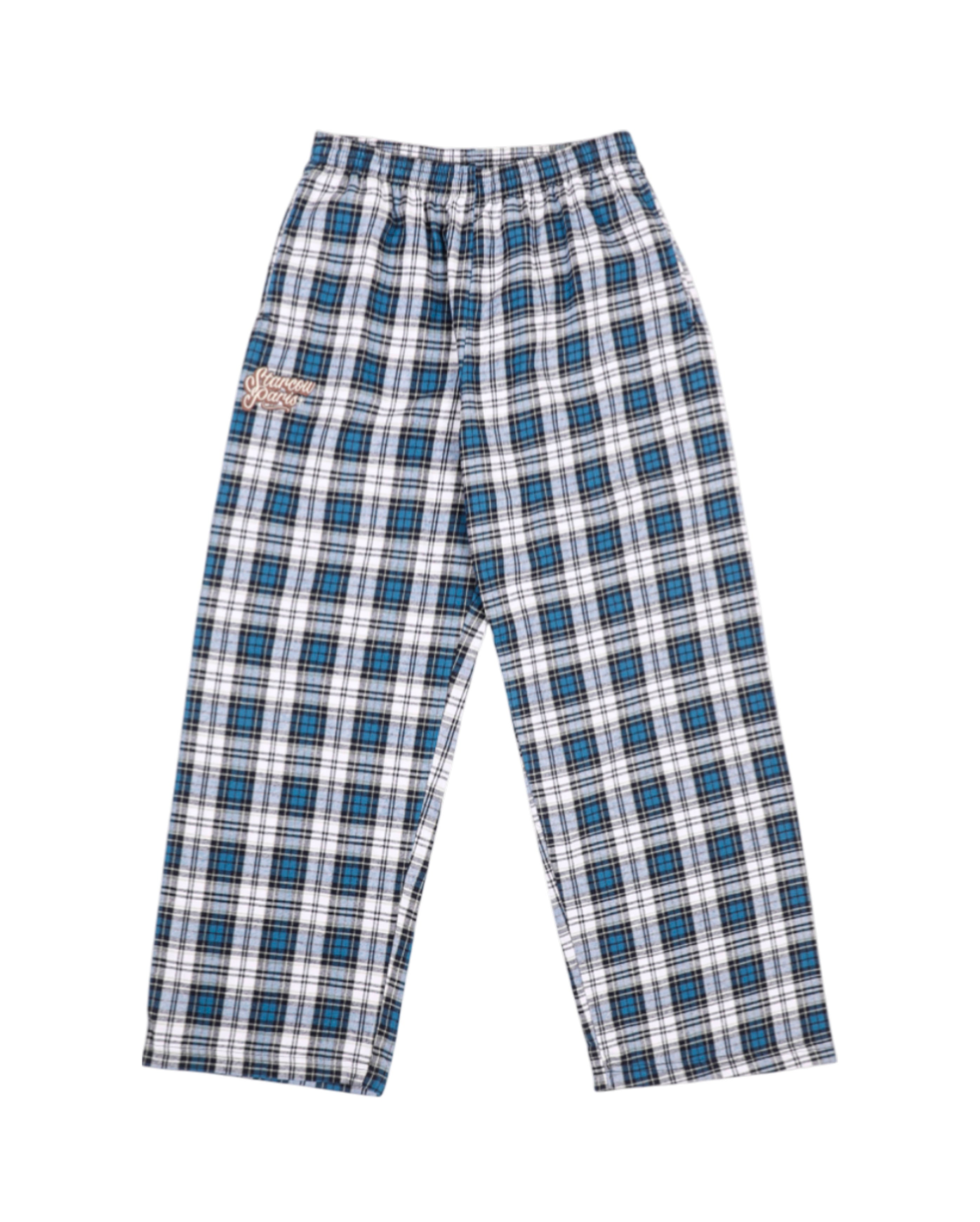 starcow-x With Vivid Color Fleece Flannel Pant Blue / Black-Starcowparis