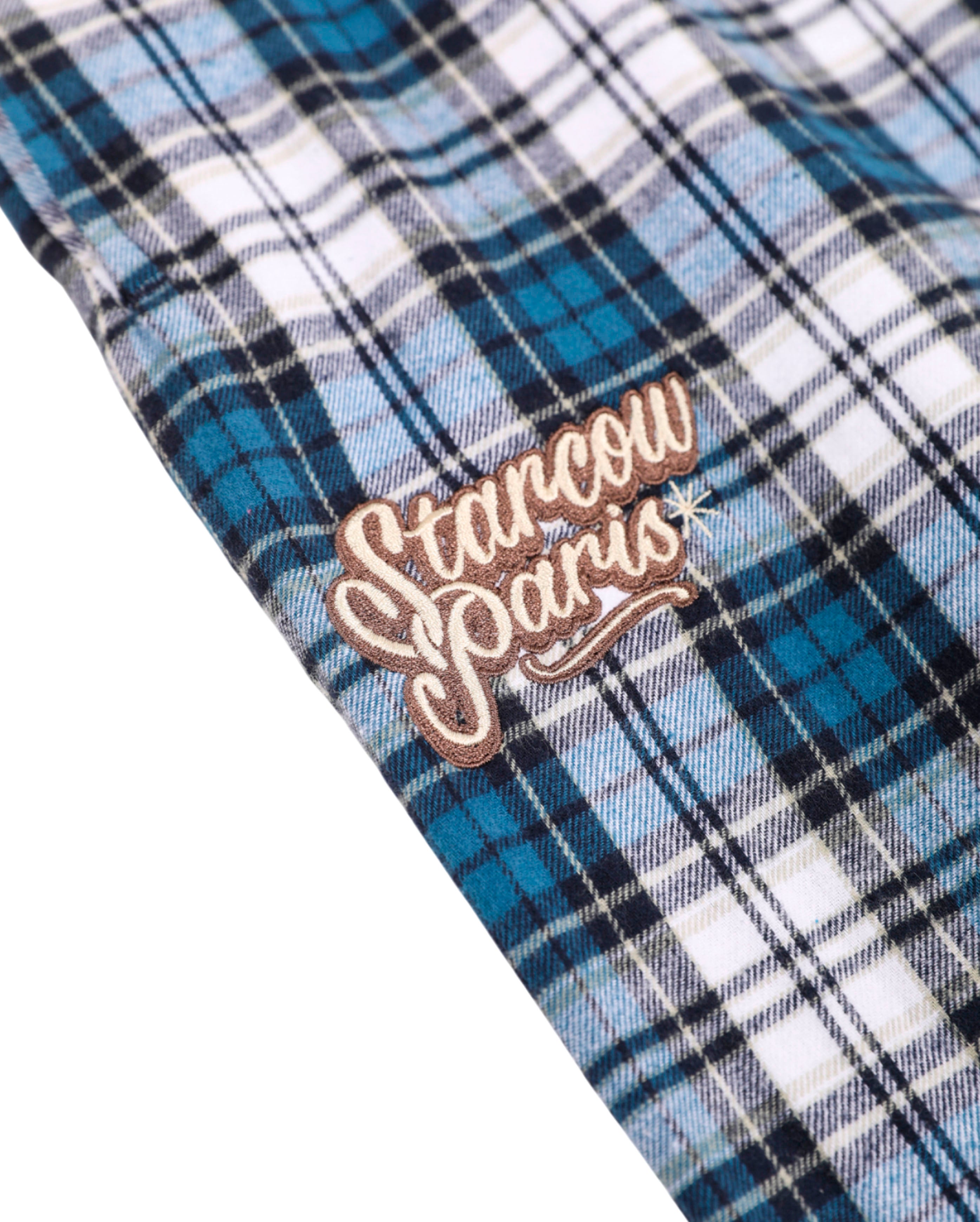starcow-x With Vivid Color Fleece Flannel Pant Blue / Black-Starcowparis