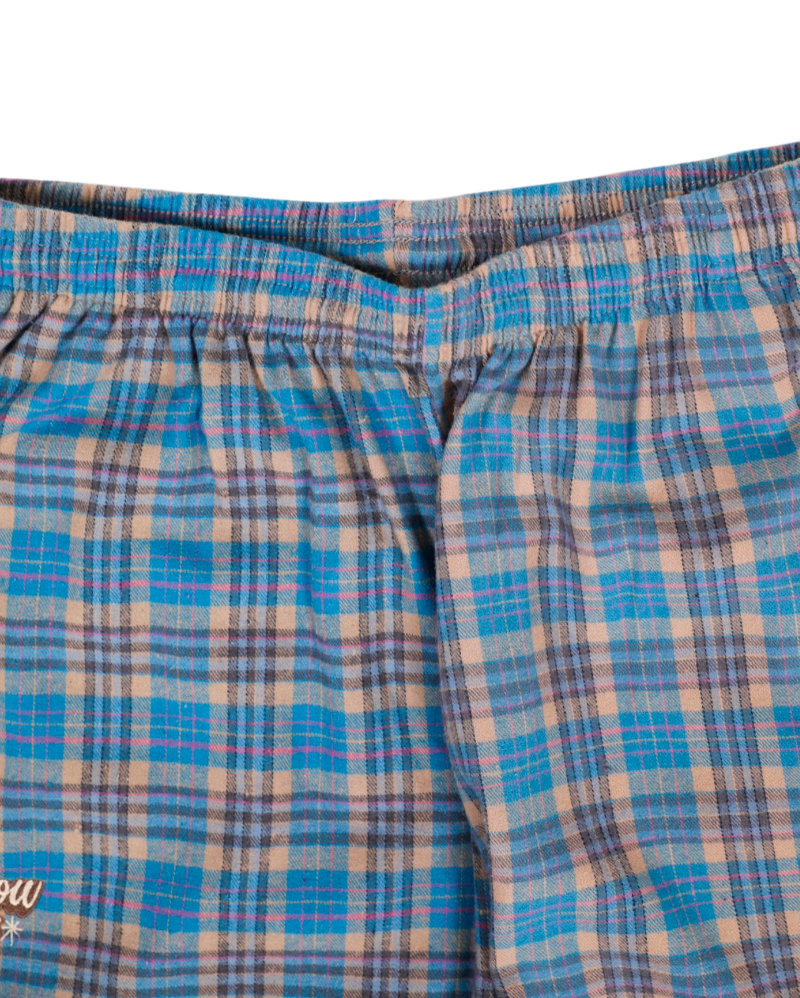 starcow-x With Vivid Color Fleece Flannel Pant Blue /beige-Starcowparis
