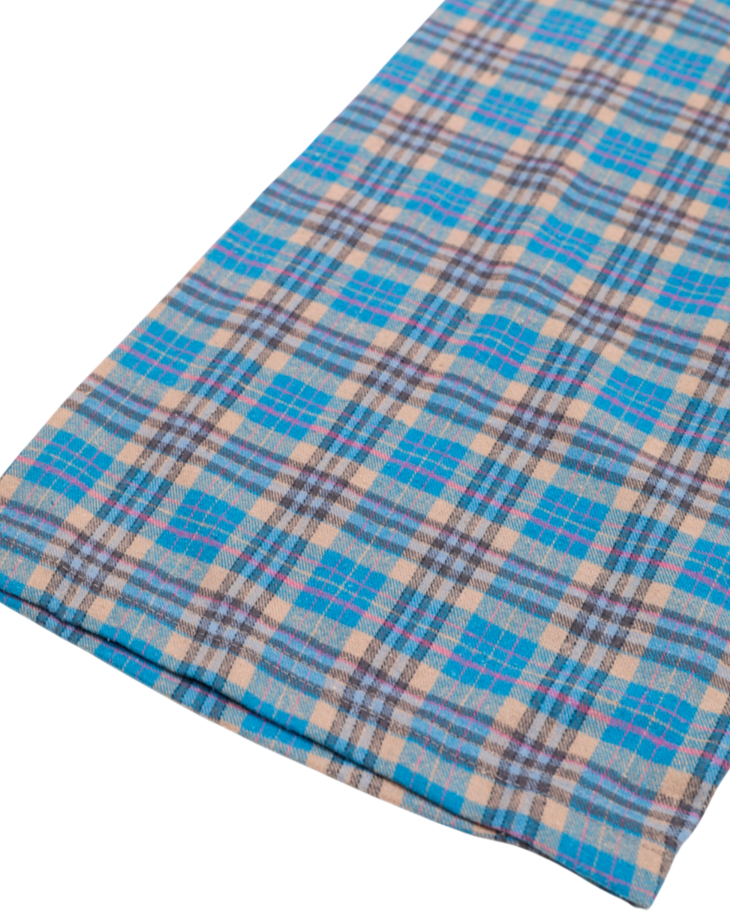 starcow-x With Vivid Color Fleece Flannel Pant Blue /beige-Starcowparis