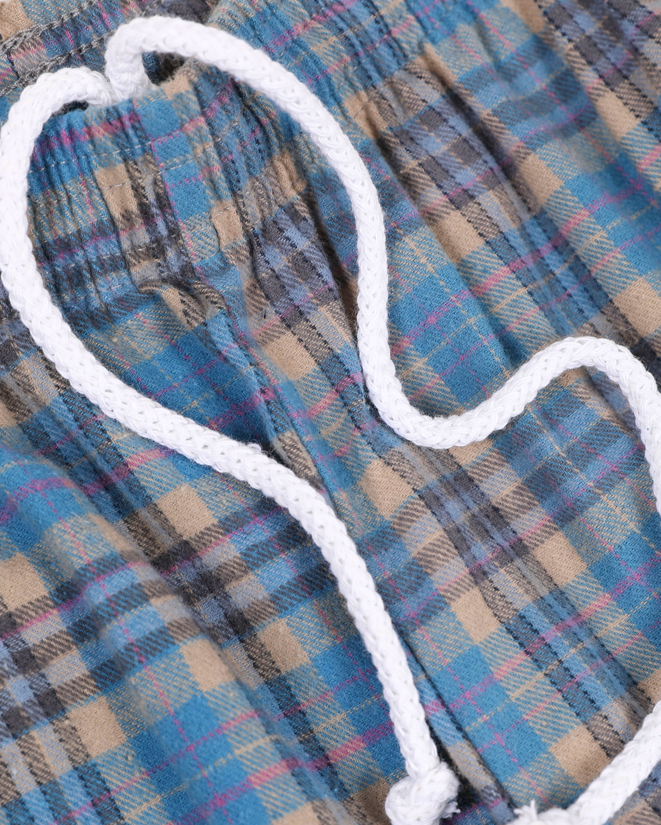 starcow-x With Vivid Color Fleece Flannel Pant Blue /beige-Starcowparis