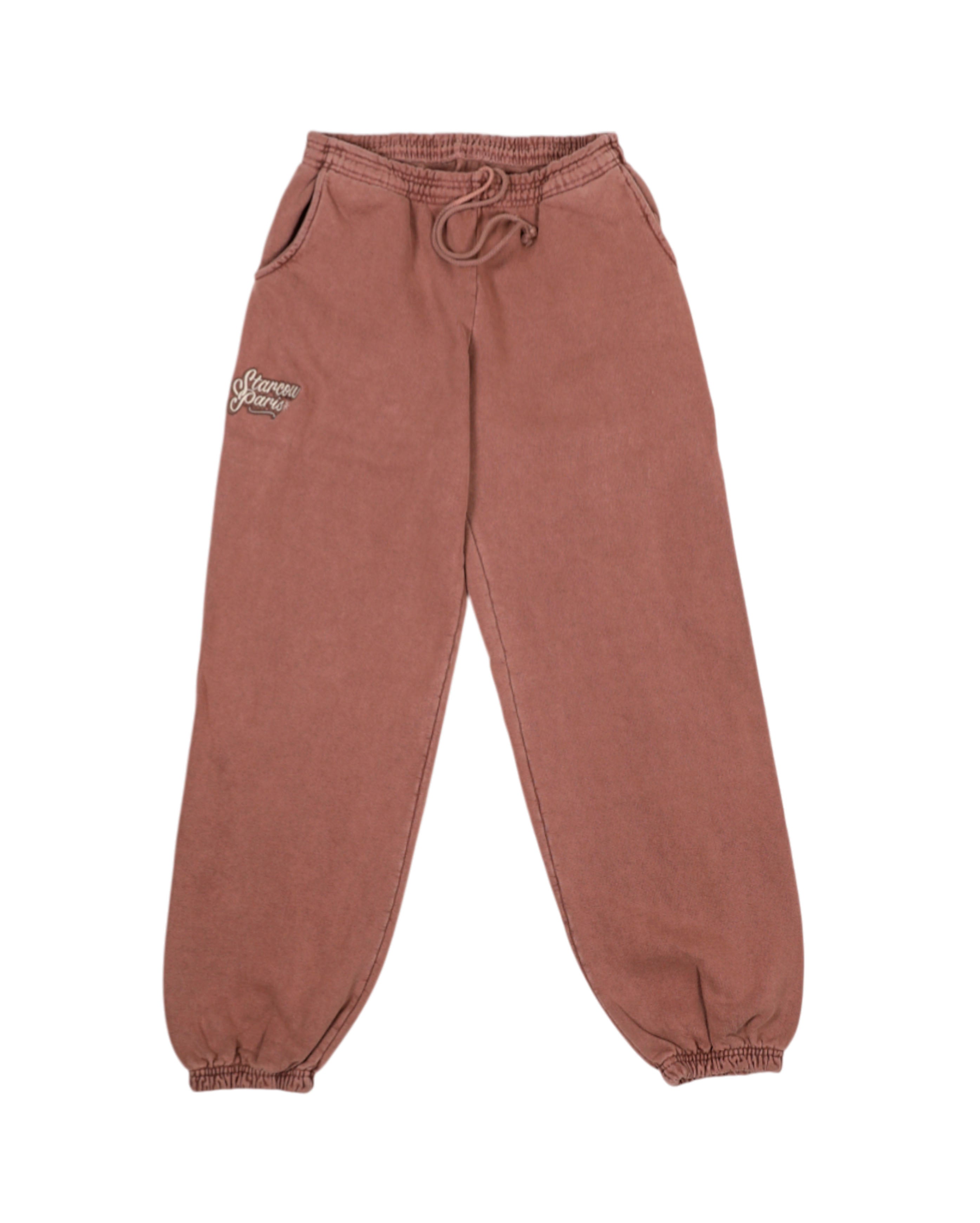 starcow-x With Vivid Color Fleece jogg Pant Brown-Starcowparis