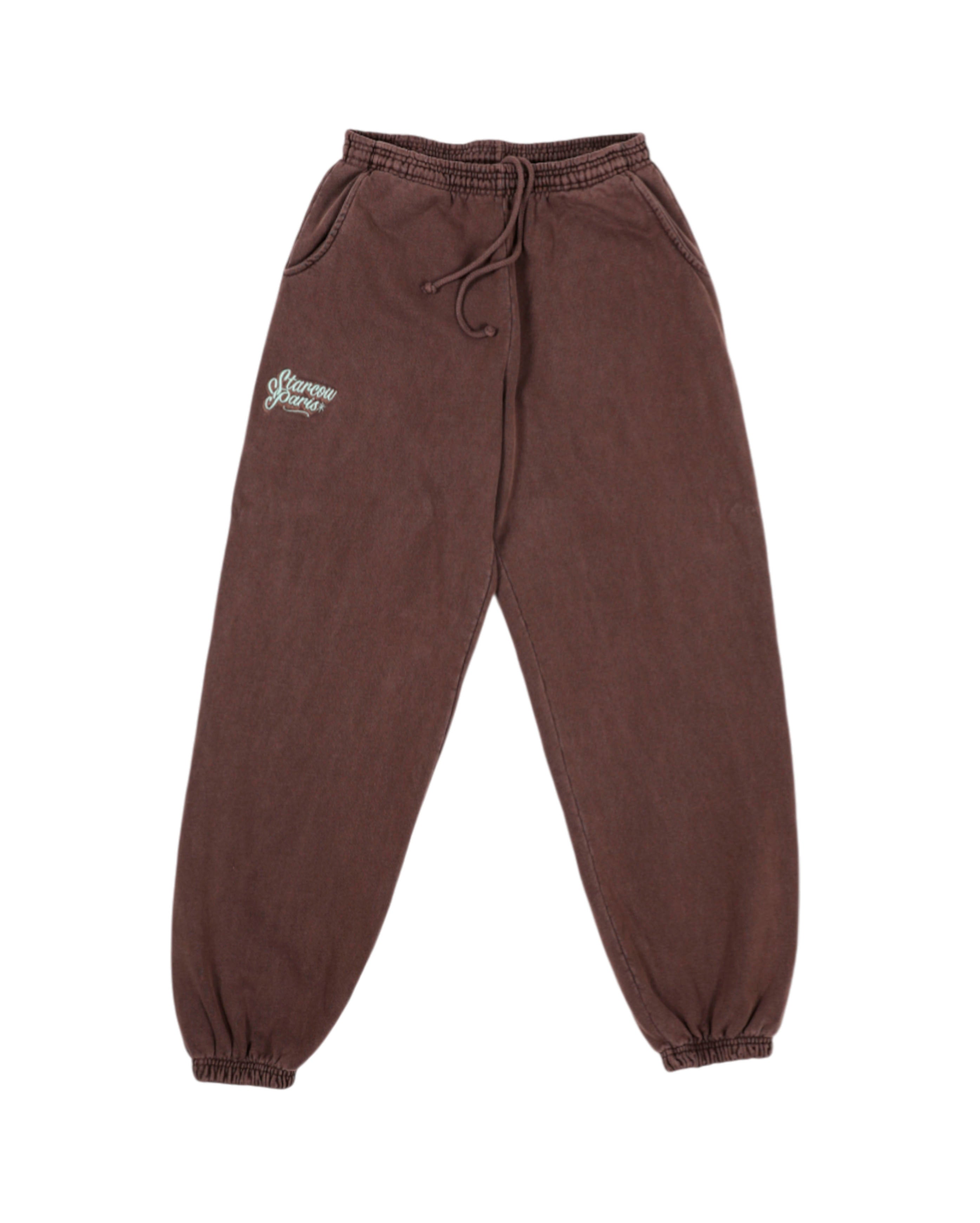 starcow-x With Vivid Color Fleece jogg Pant Dark Brown-Starcowparis