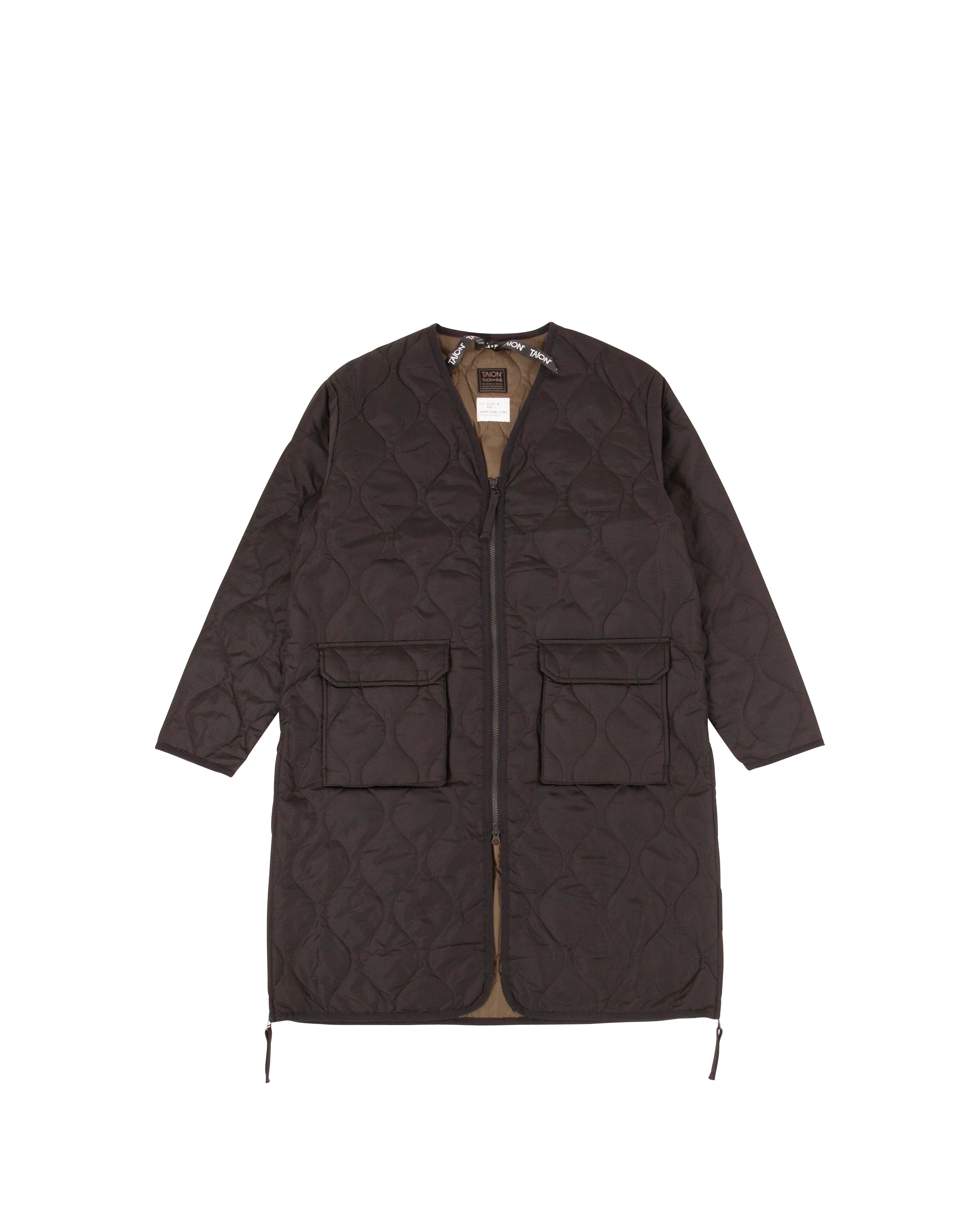 Military V Neck Zip Down Coat Black - Starcowparis - 1