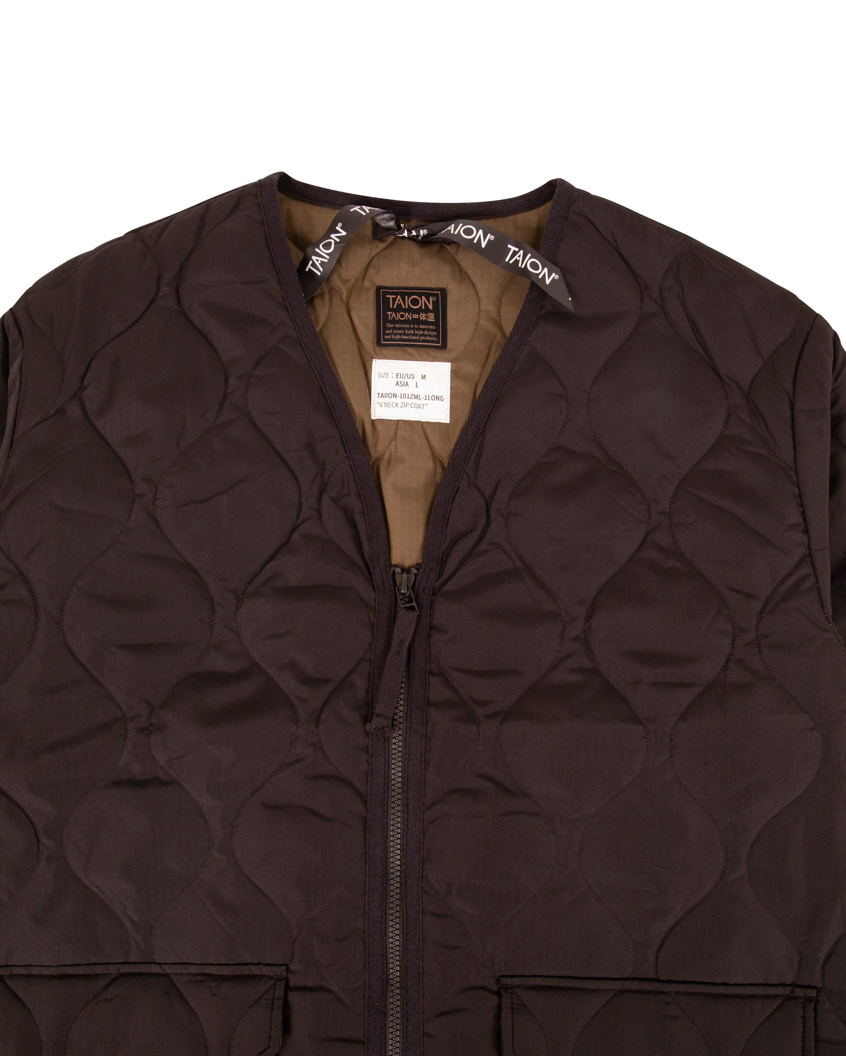 Military V Neck Zip Down Coat Black - Starcowparis - 2