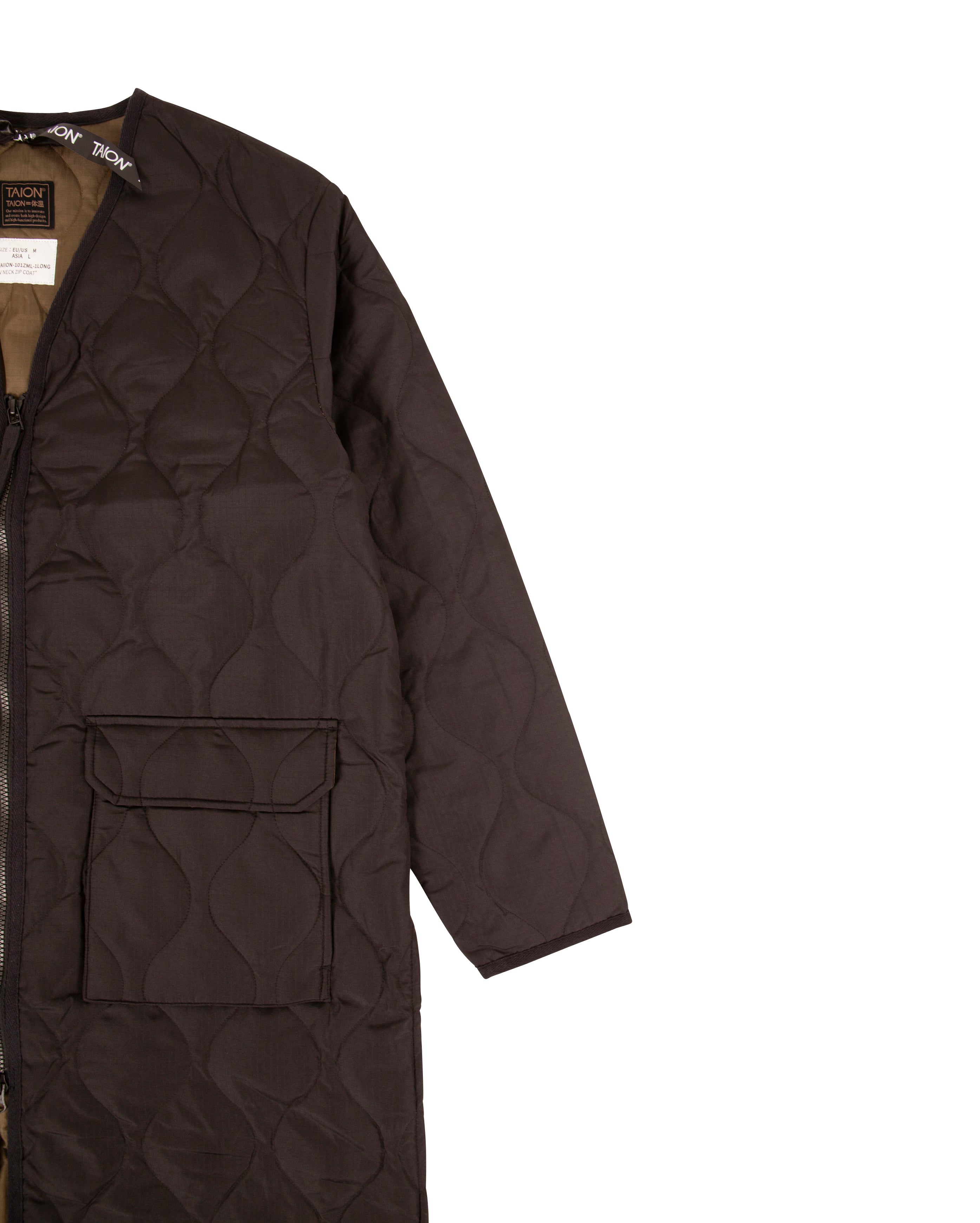 Military V Neck Zip Down Coat Black - Starcowparis - 3
