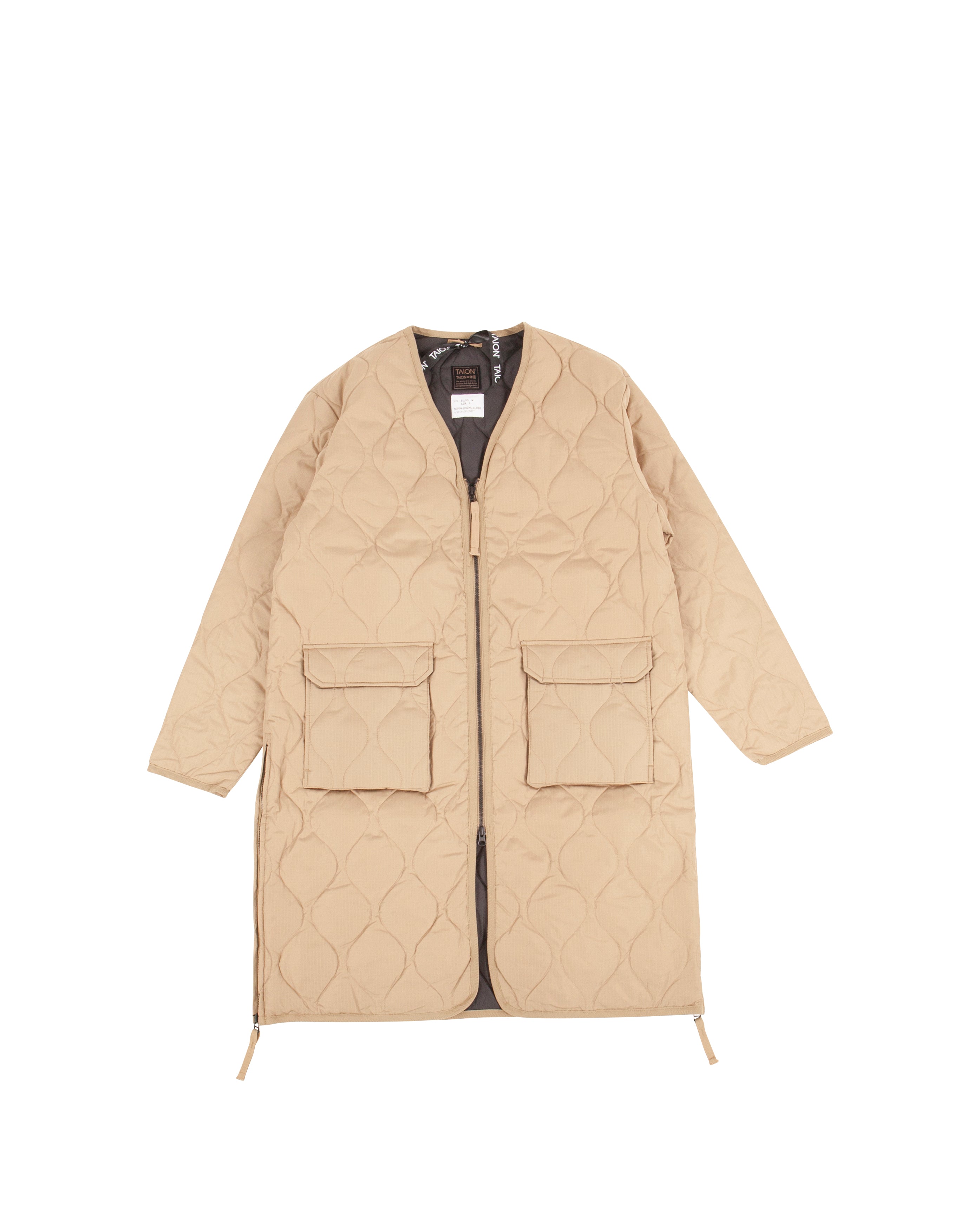 Military V Neck Zip Down Coat Coyote - Starcowparis