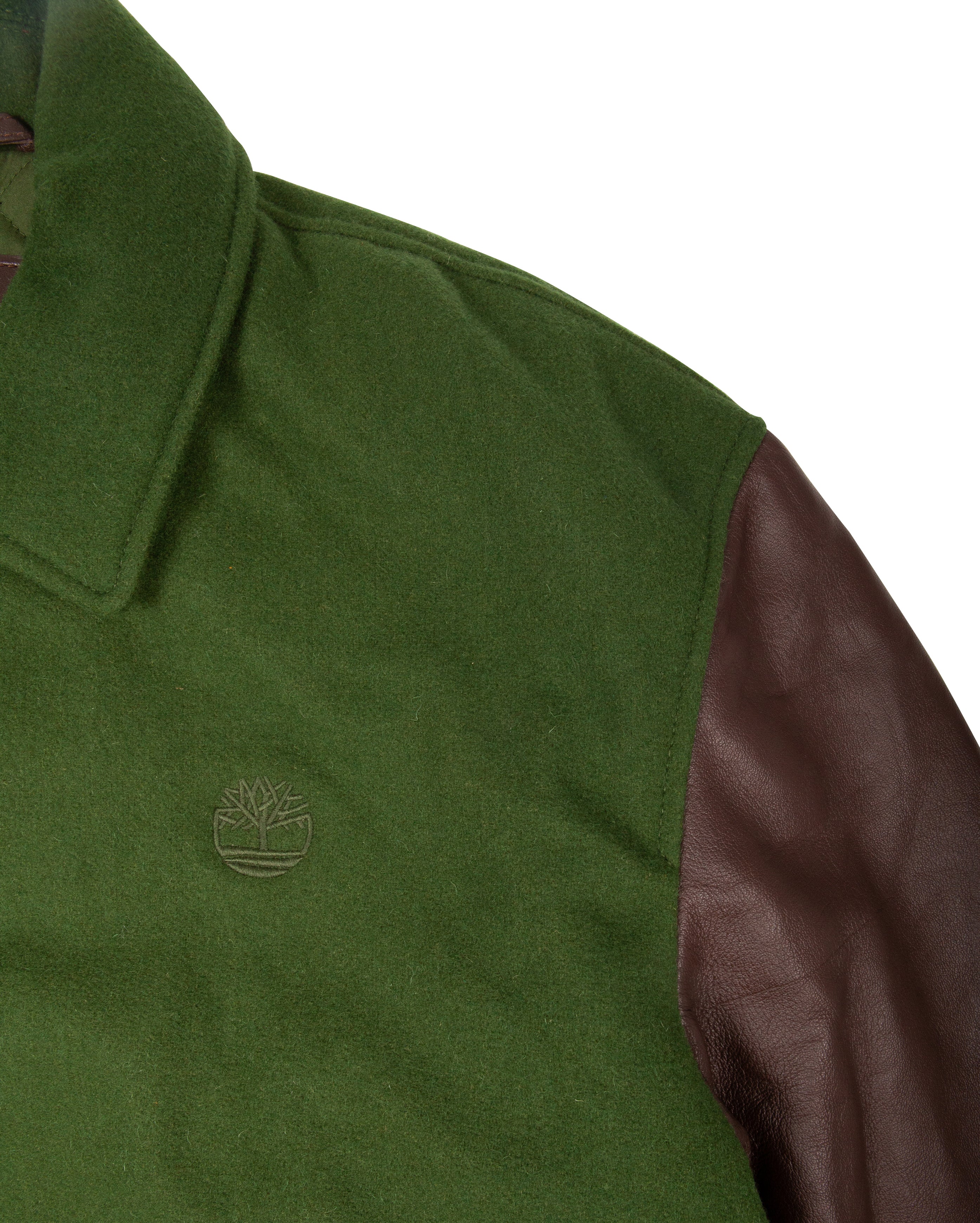 Leather Letterman Jacket Black Forest Green - Starcowparis