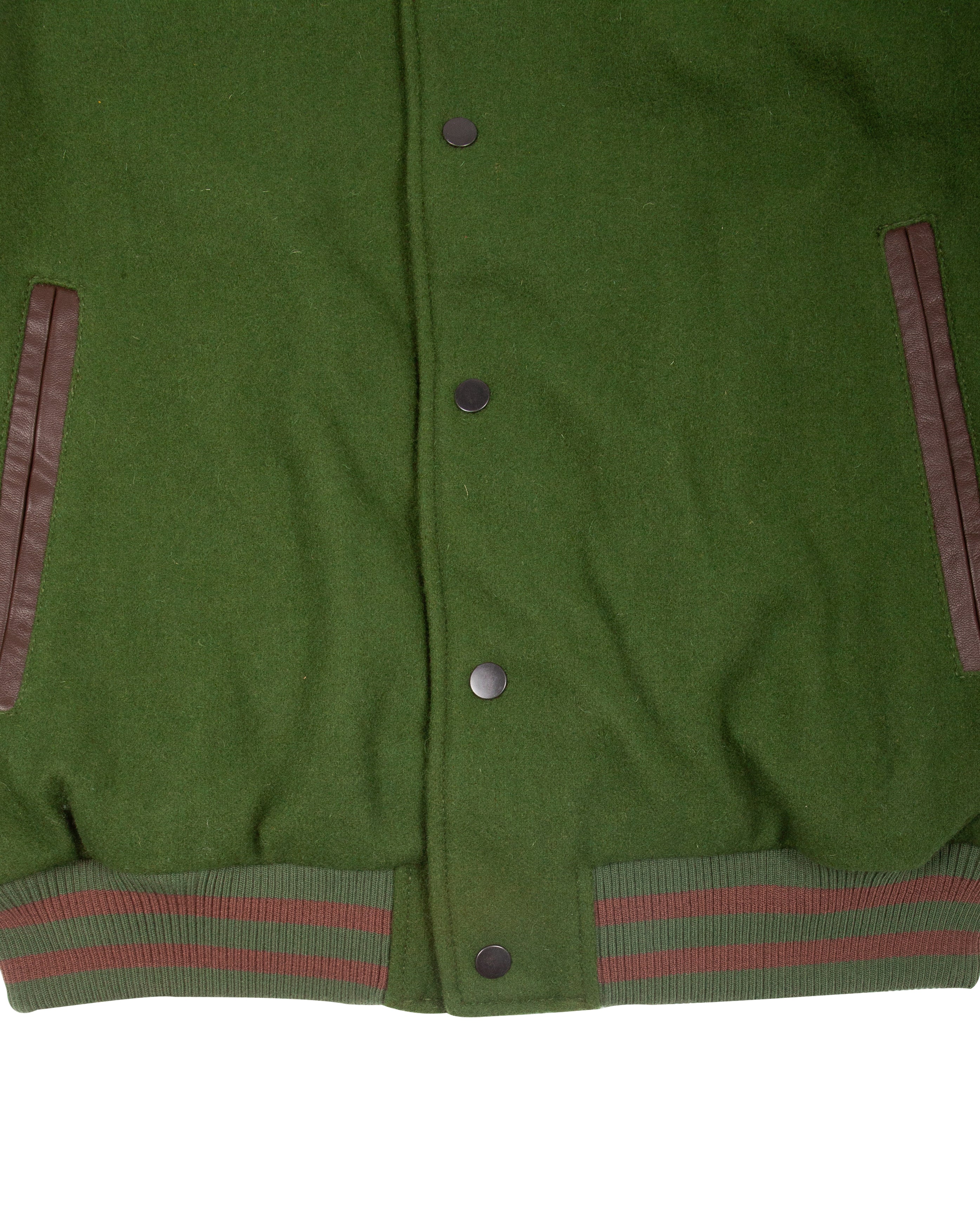 Leather Letterman Jacket Black Forest Green - Starcowparis